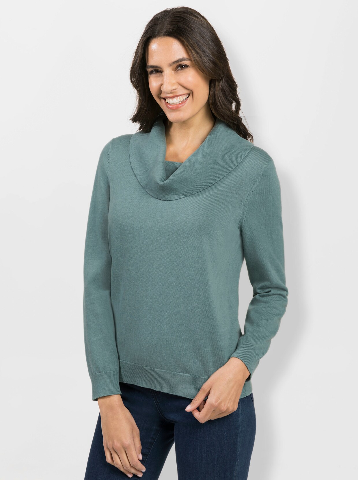 Langarm-Pullover - jade
