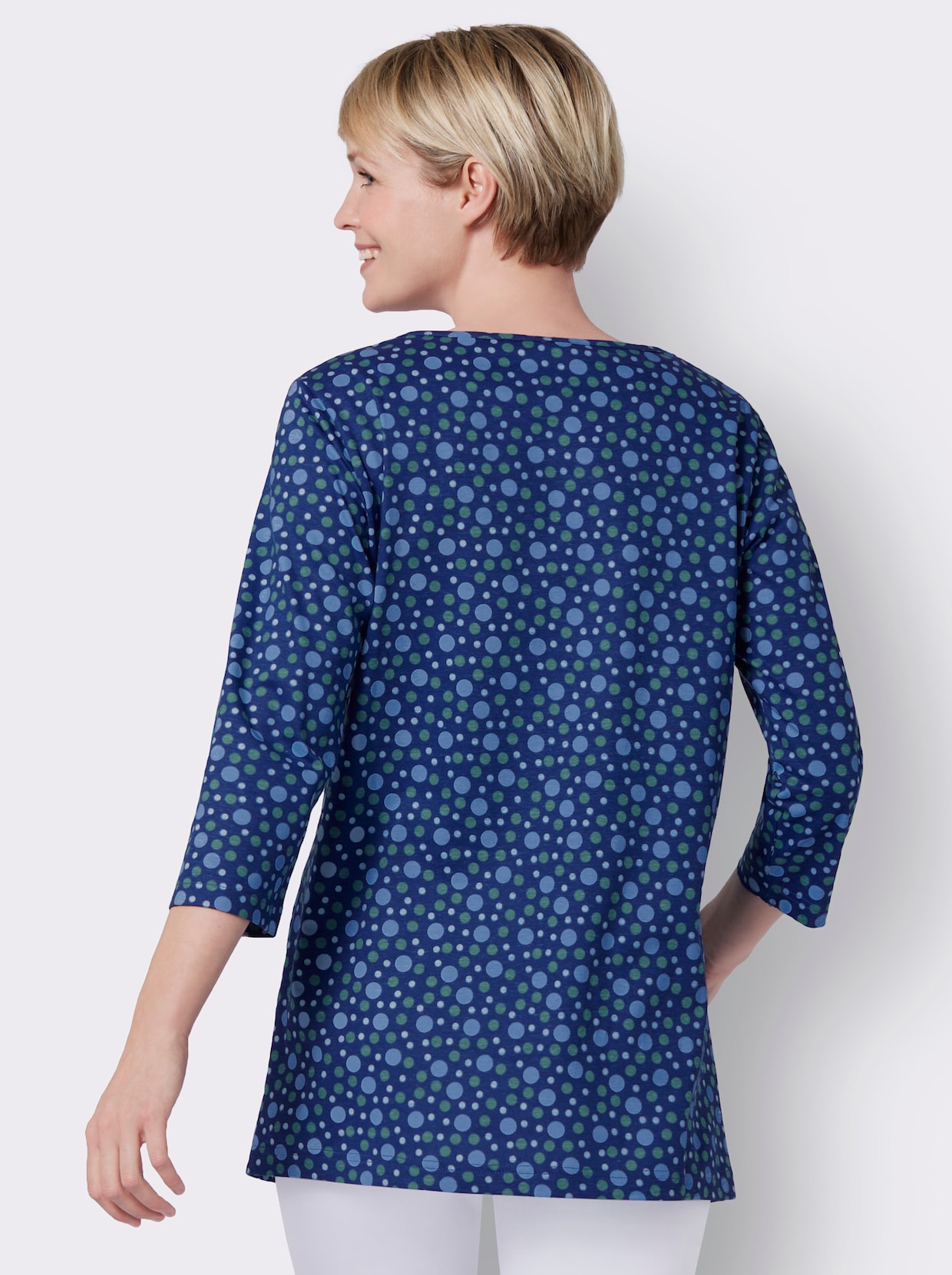 Longshirt - royalblau-himmelblau-bedruckt