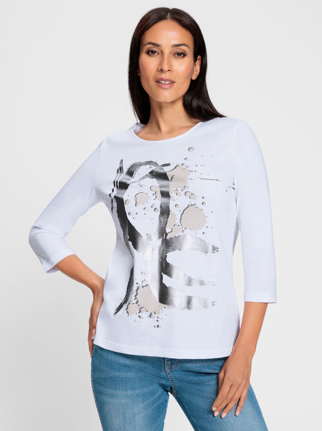 heine Shirt met print - wit/zilverkleurig bedrukt