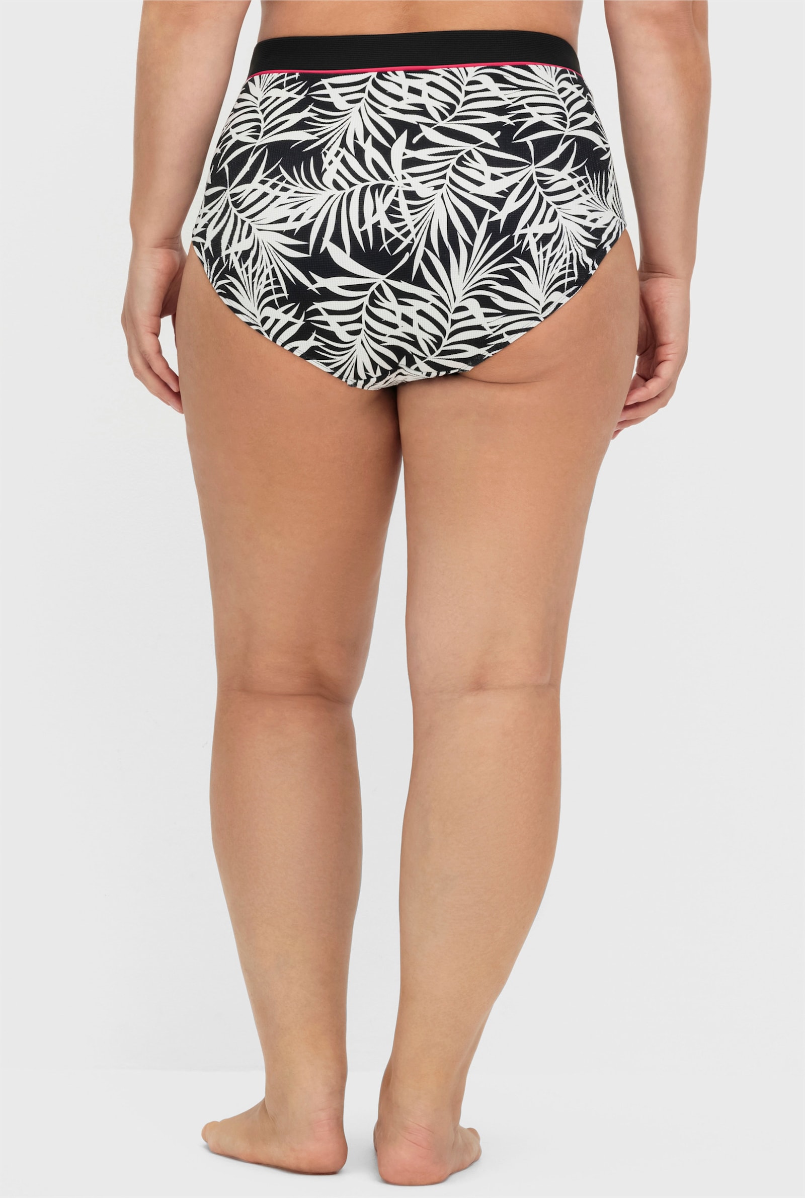 sheego Bas de maillot de bain avec imprimé feuilles et effet modelant - noir imprimé