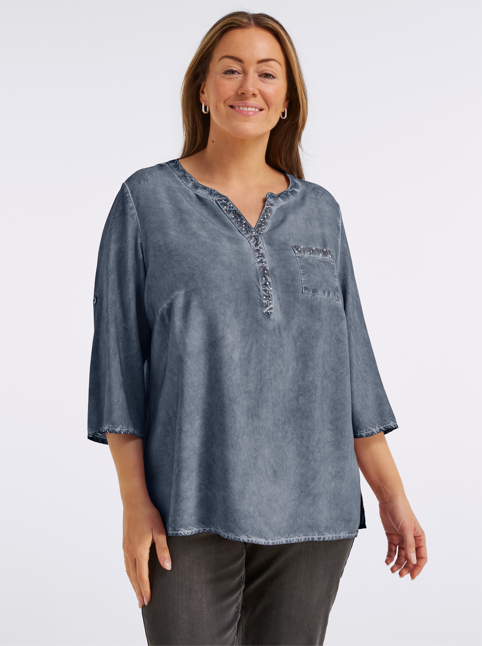 Tunika in oil dyed-Waschung - blau