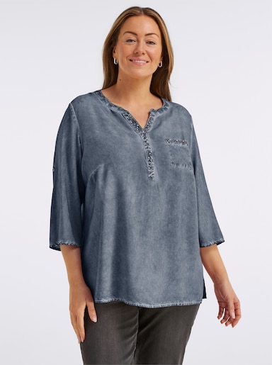 Tunika in oil dyed-Waschung - blau