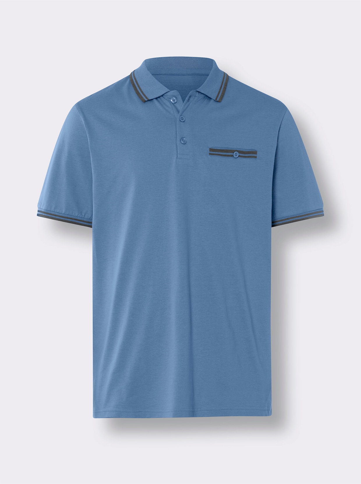 Kurzarm-Poloshirt - mittelblau