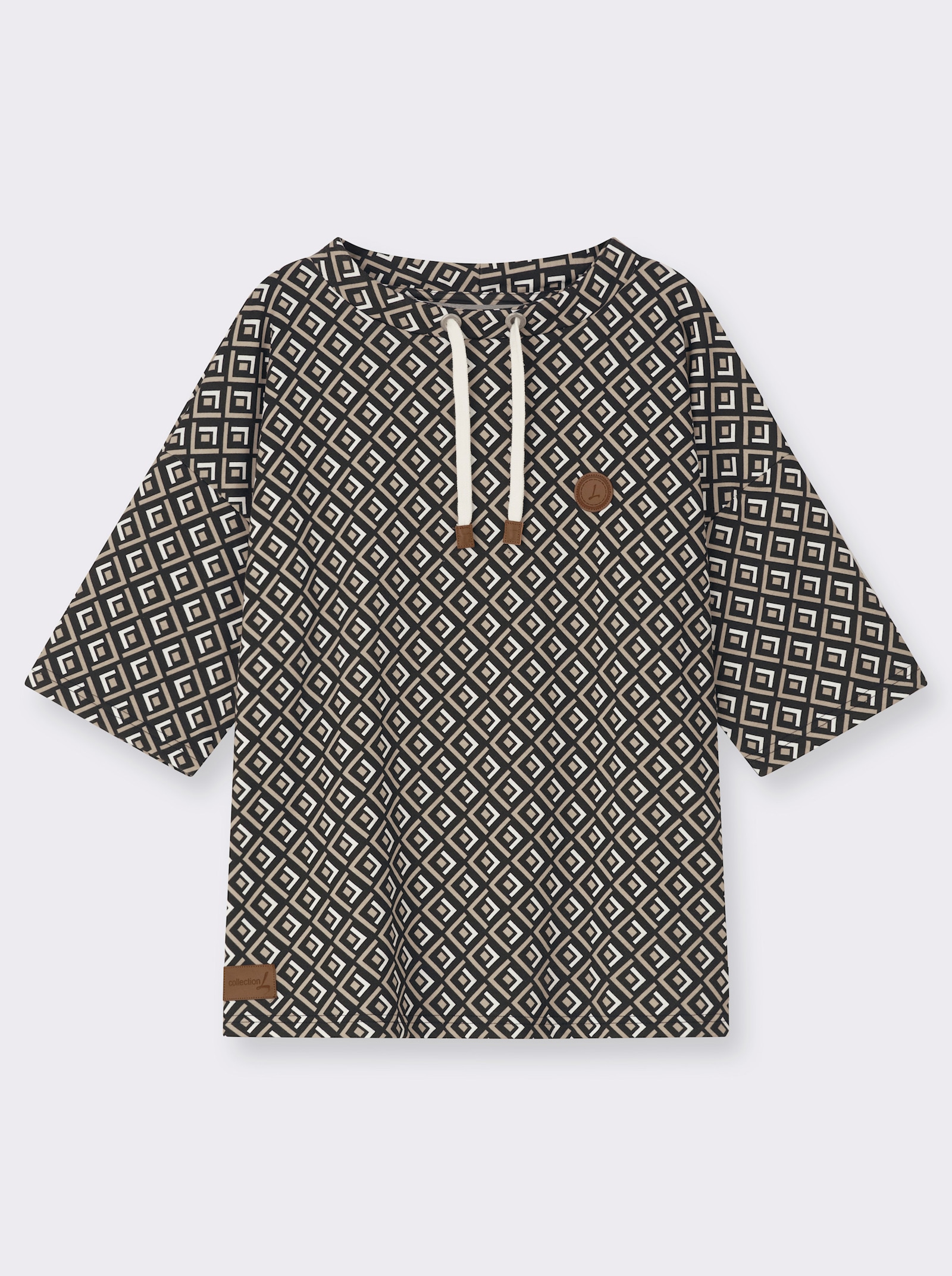 Sweatshirt im Druckmuster - beige-schwarz-bedruckt