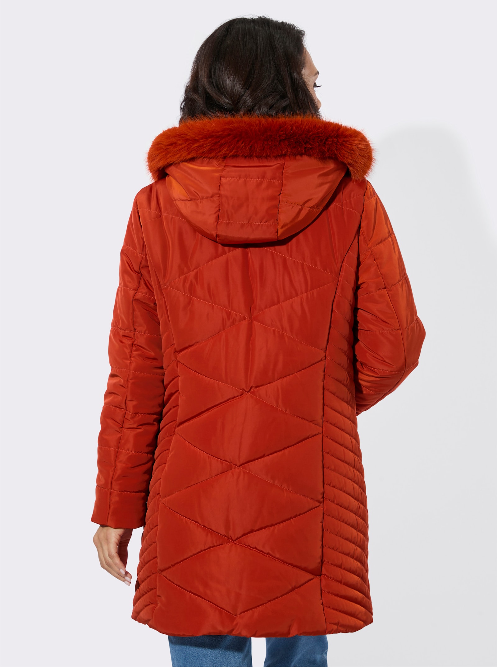 Longjacke mit abnehmbarer Kapuze - rostrot