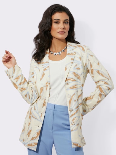 Leinenblazer mit hohem Viskose-Anteil - champagner-camel-gemustert