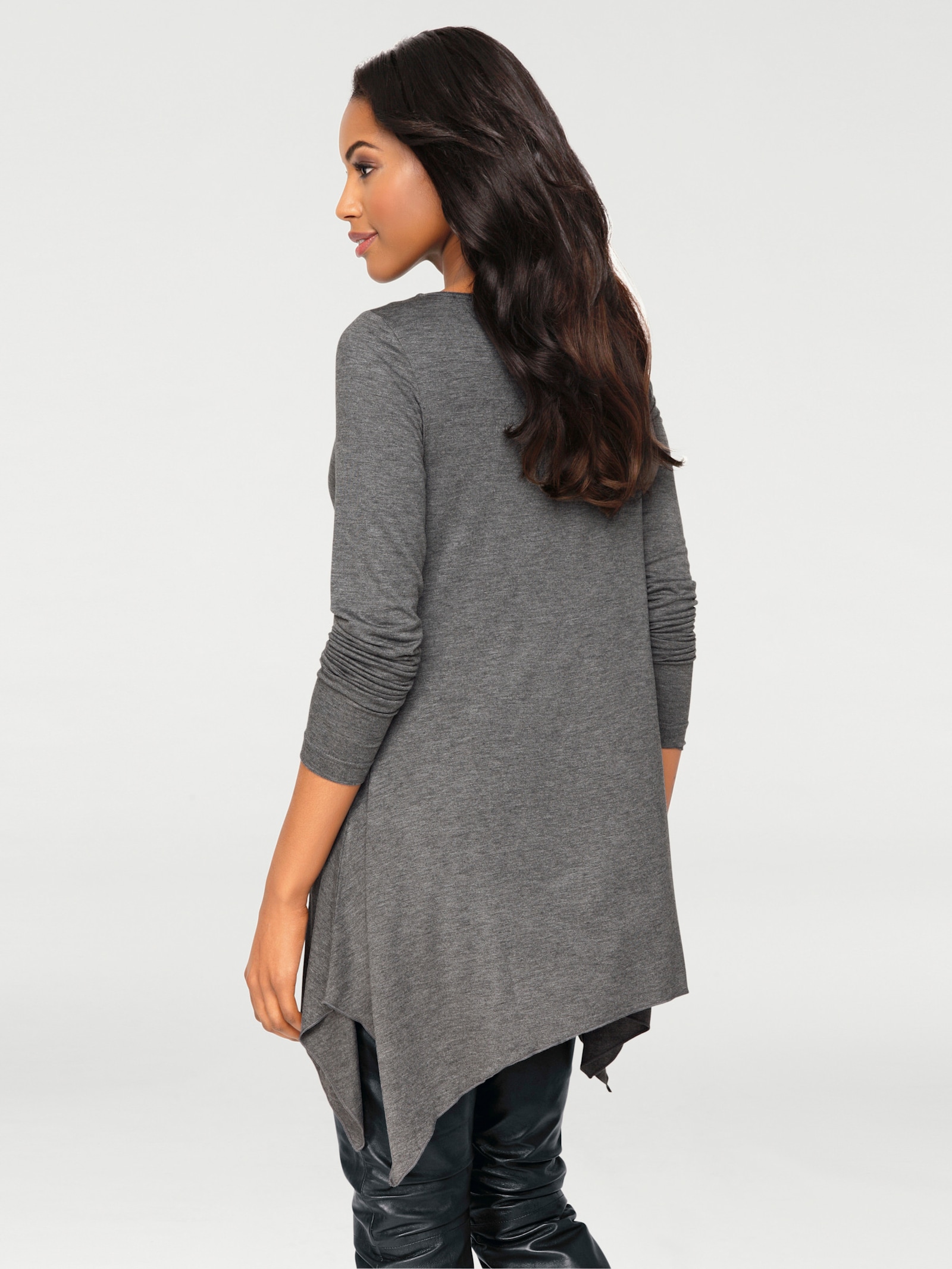 heine Longshirt im Zipfel-Look - grau-melange