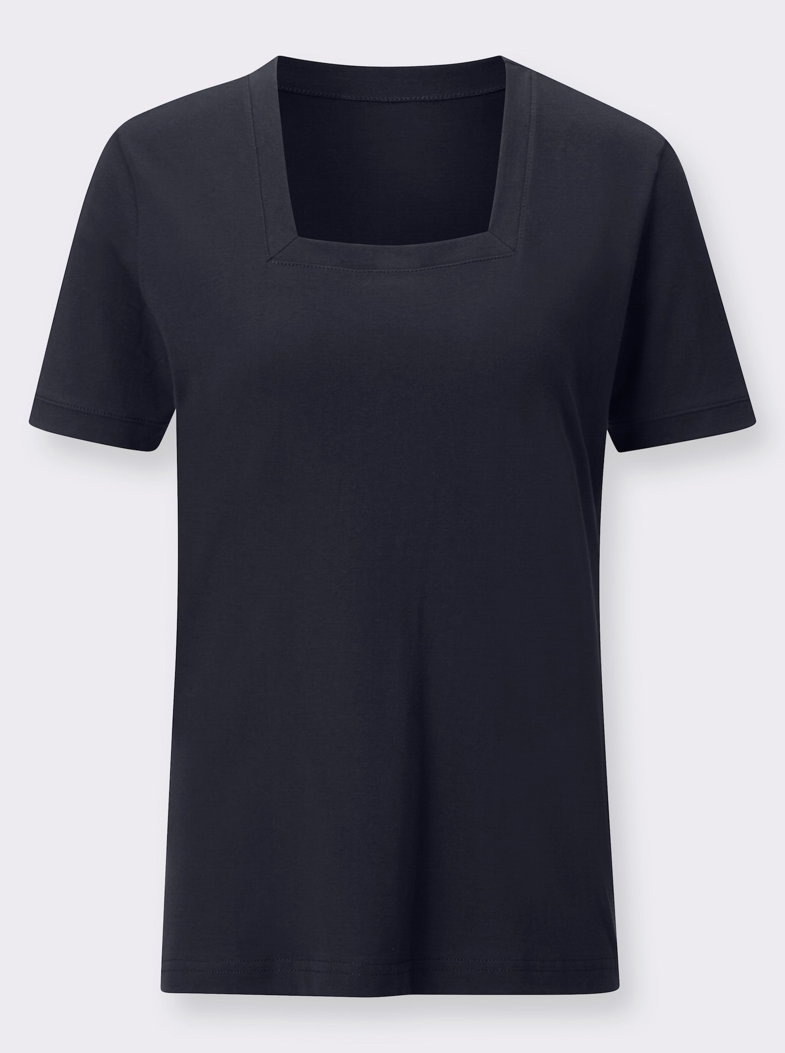Kurzarmshirt mit Karree-Ausschnitt - marine
