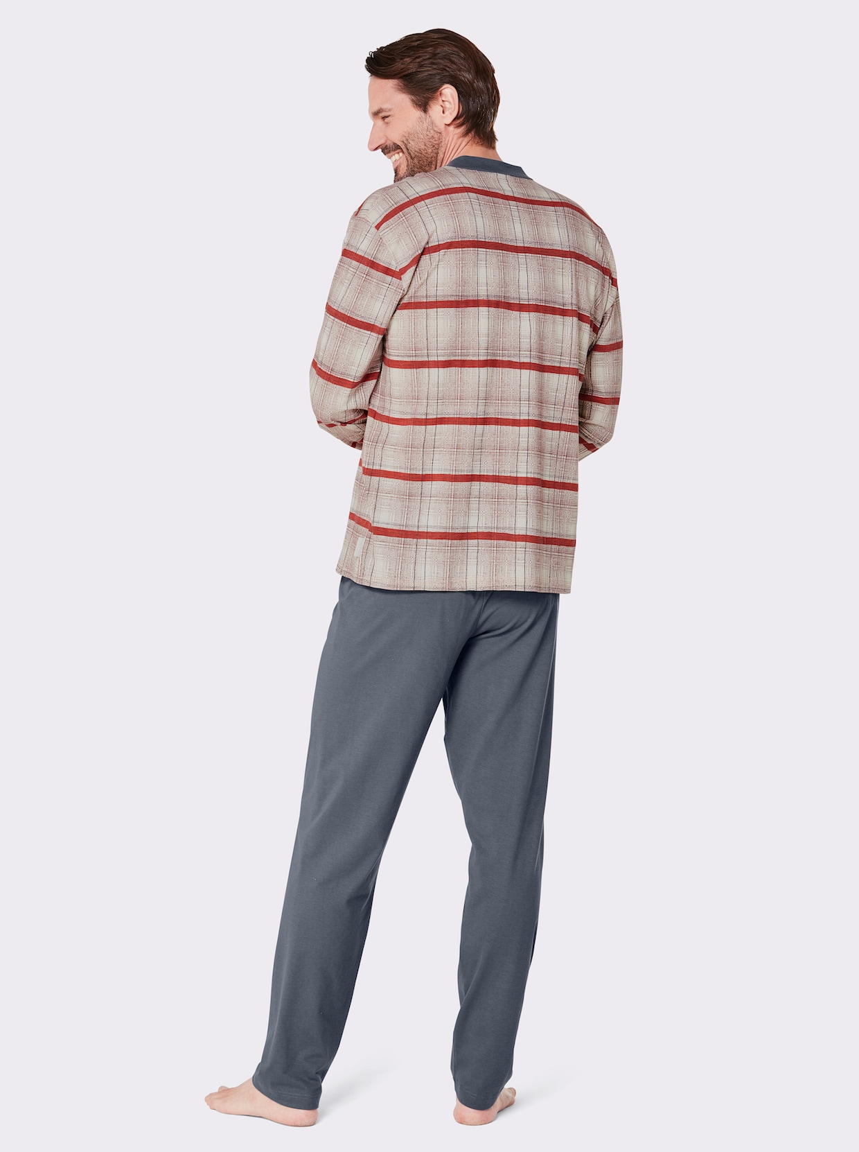 götting Pyjama - rood/grijs geprint