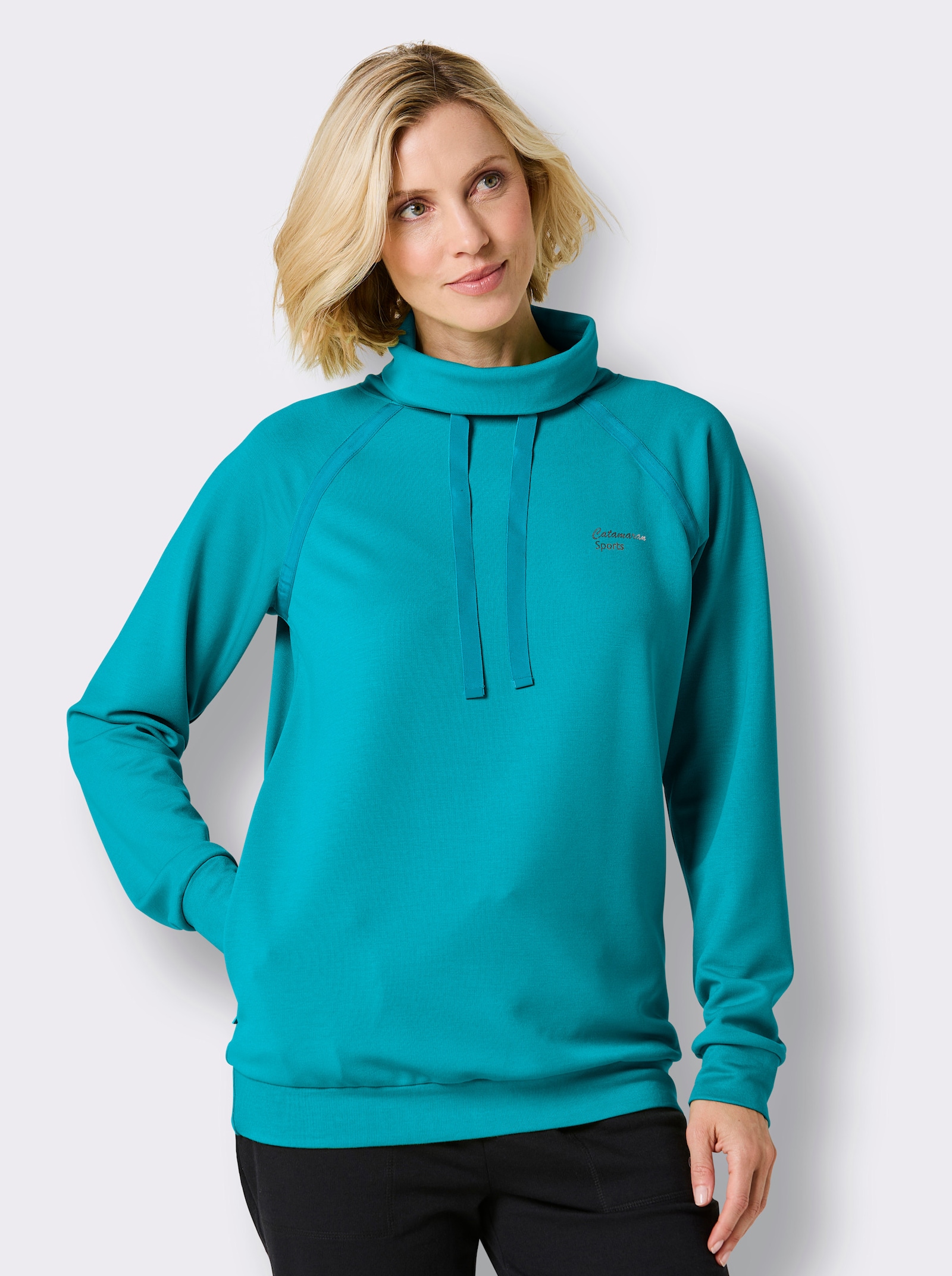 Catamaran Sports Sweatshirt mit Reißverschluss-Nahttasche - türkis