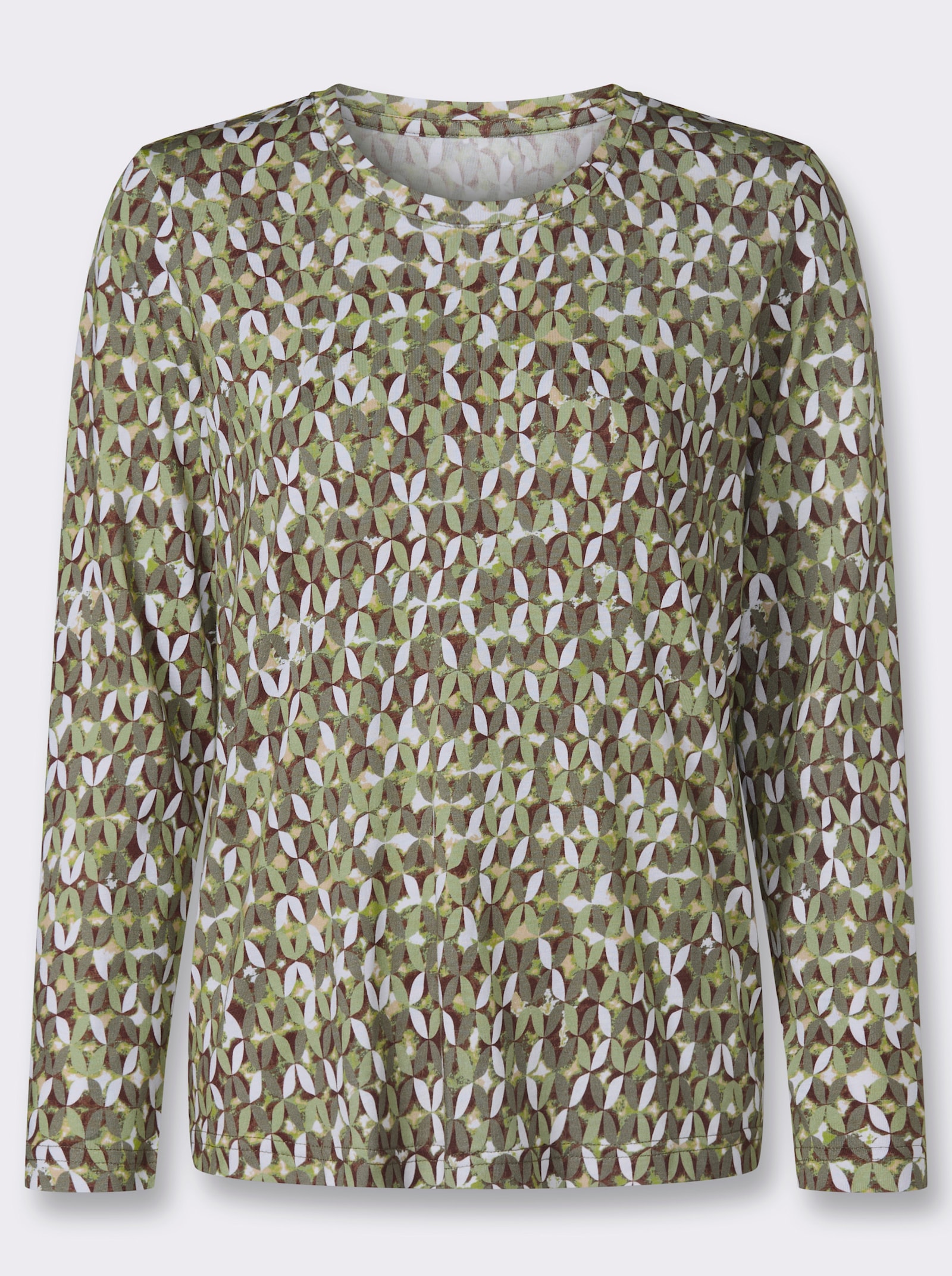  Print-Shirt mit Blätterdessin - khaki-lindgrün-bedruckt