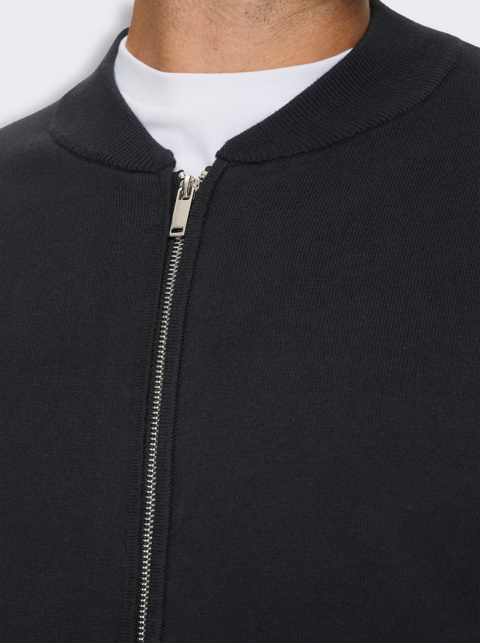 Marco Donati Strickjacke im Blouson-Stil, mit Baumwolle - schwarz