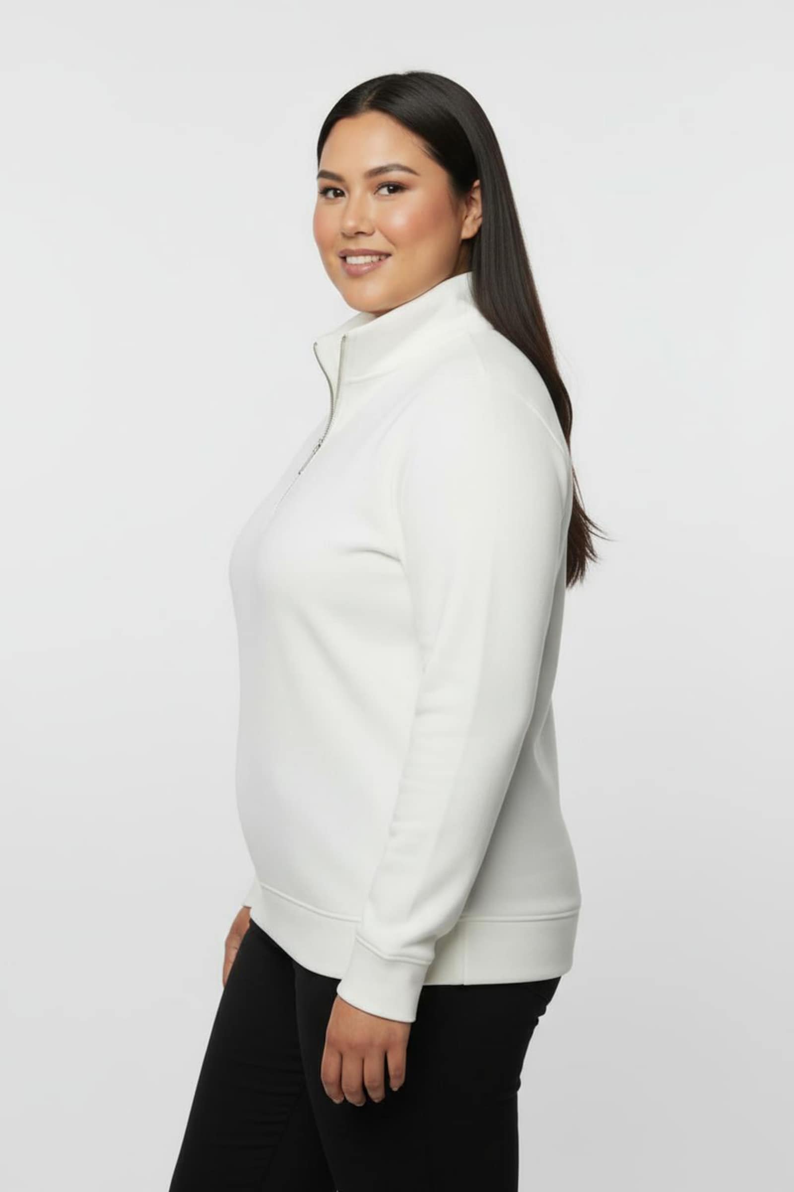 Troyer mit kurzem Reißverschluss - ecru