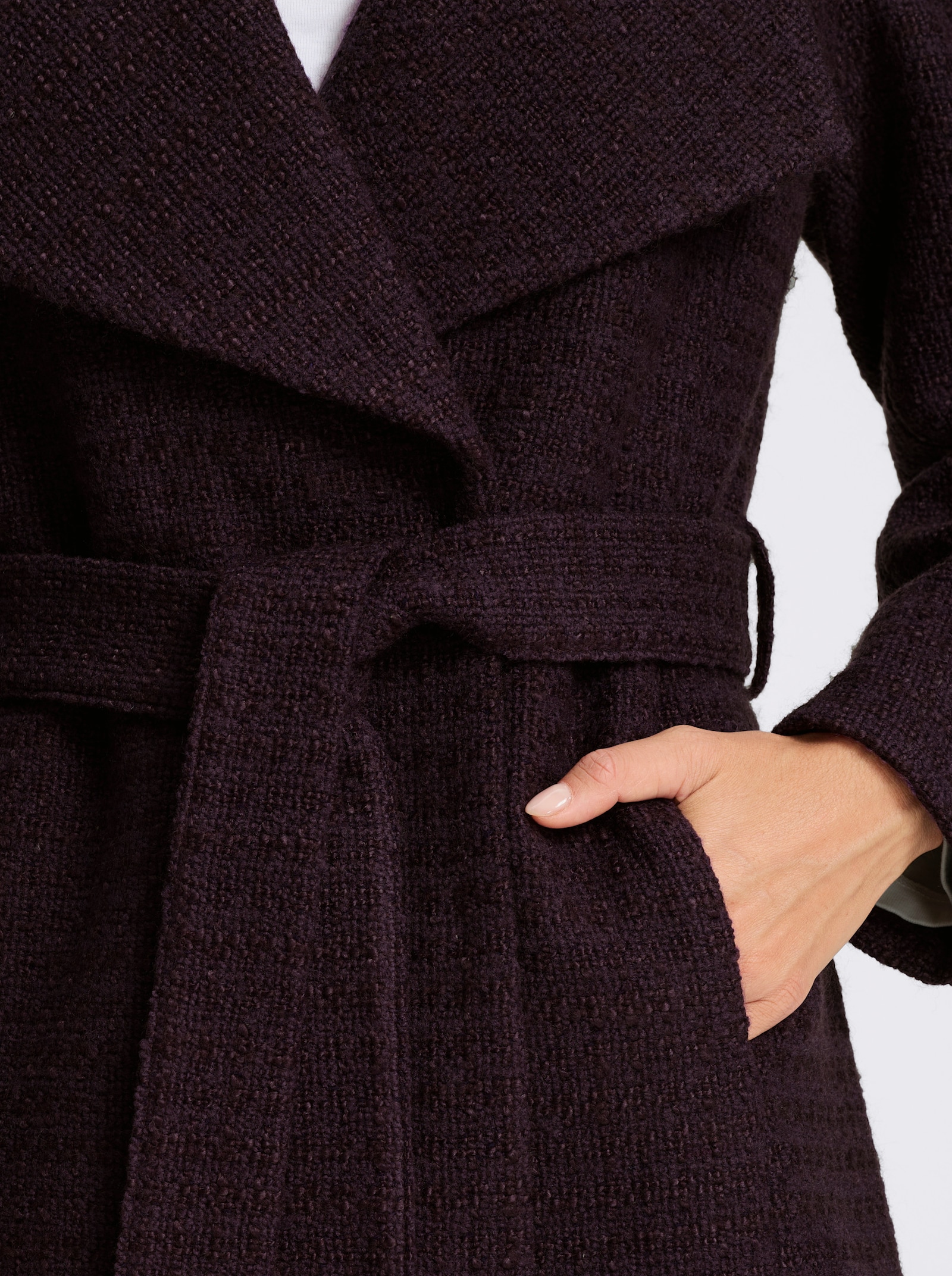 heine Boucléjacke mit wärmender Wolle - aubergine