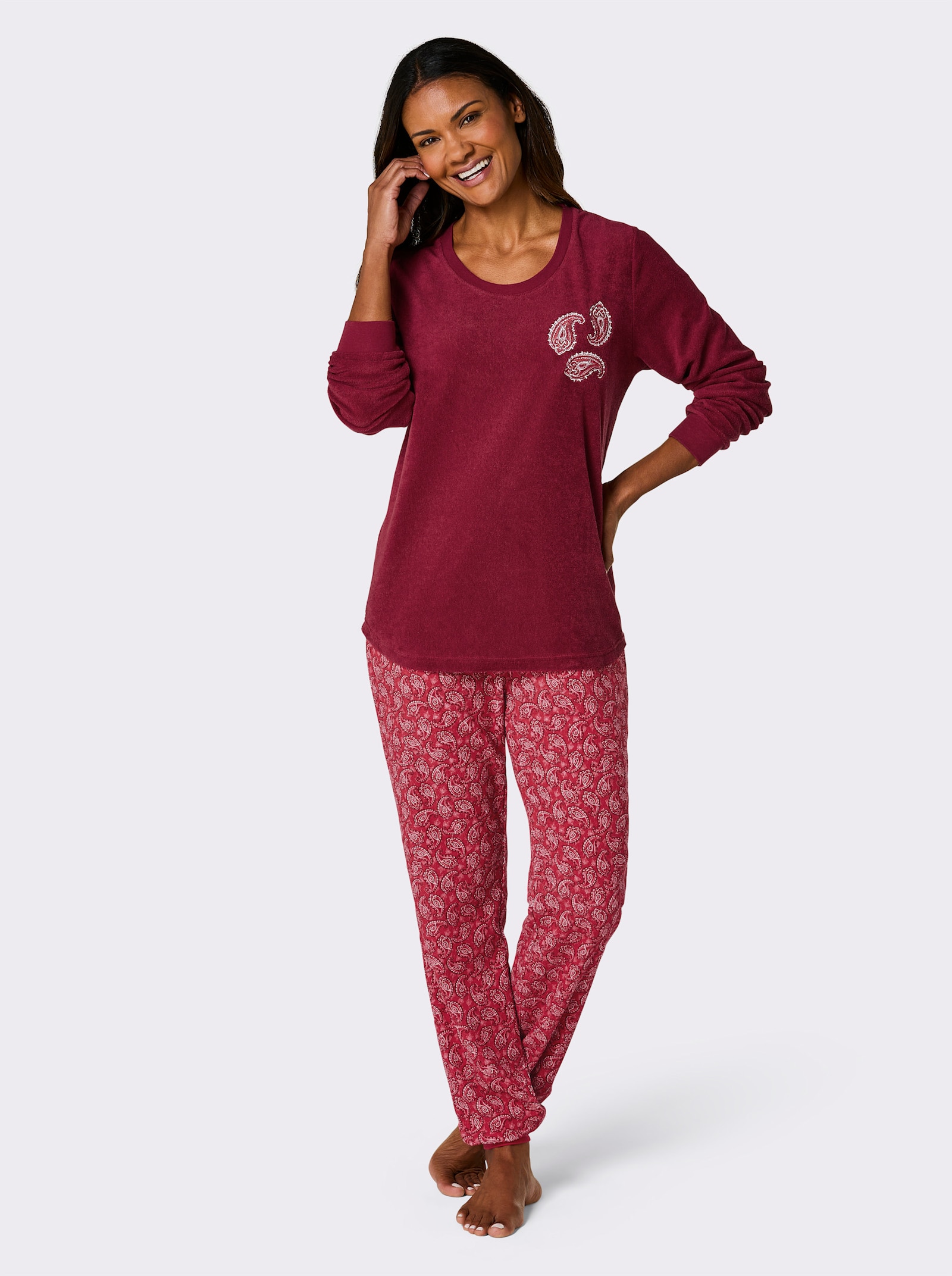 wäschepur Pyjama - donkerrood/oudroze bedrukt