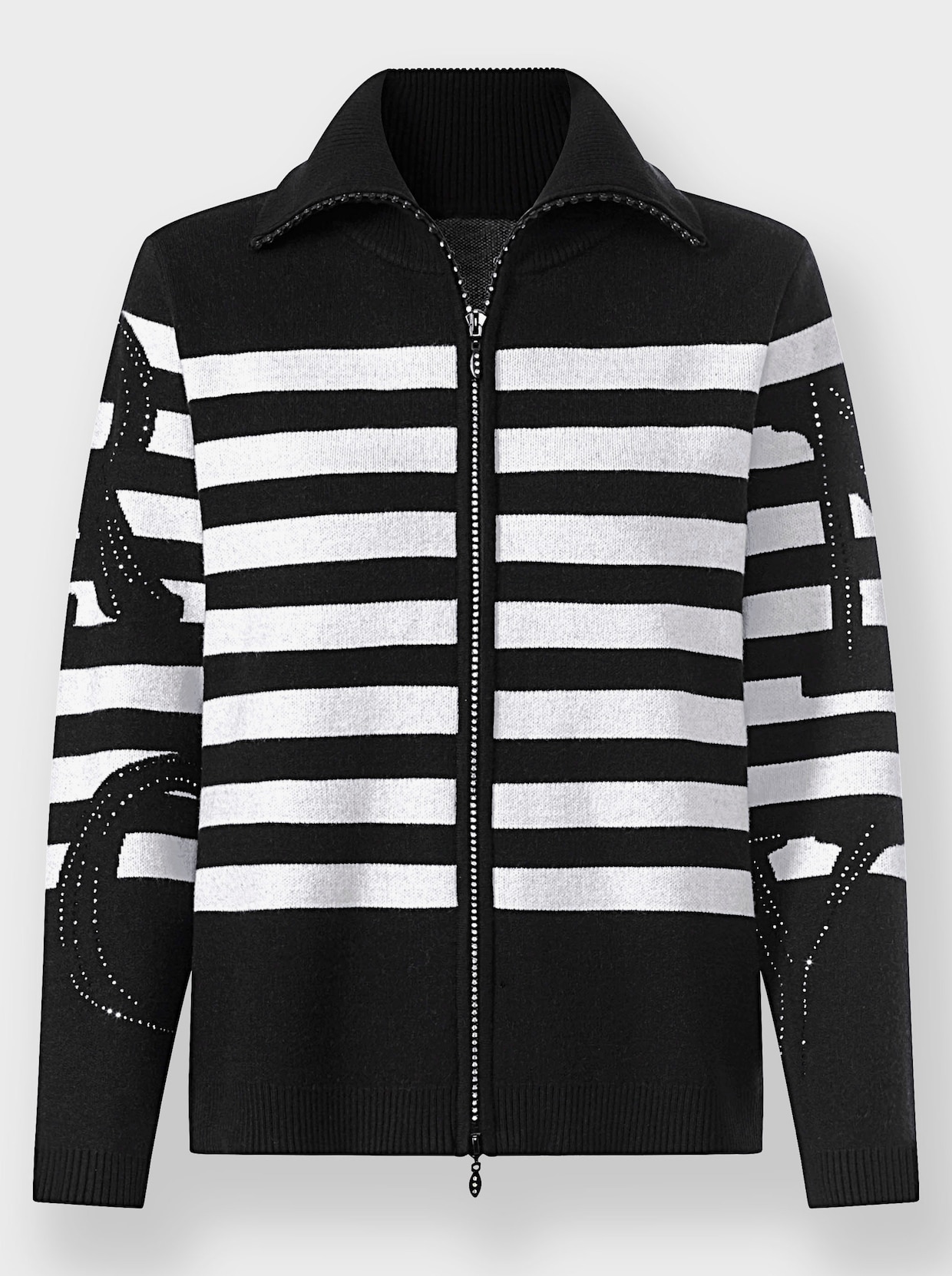 heine Strickjacke - schwarz-ecru-geringelt