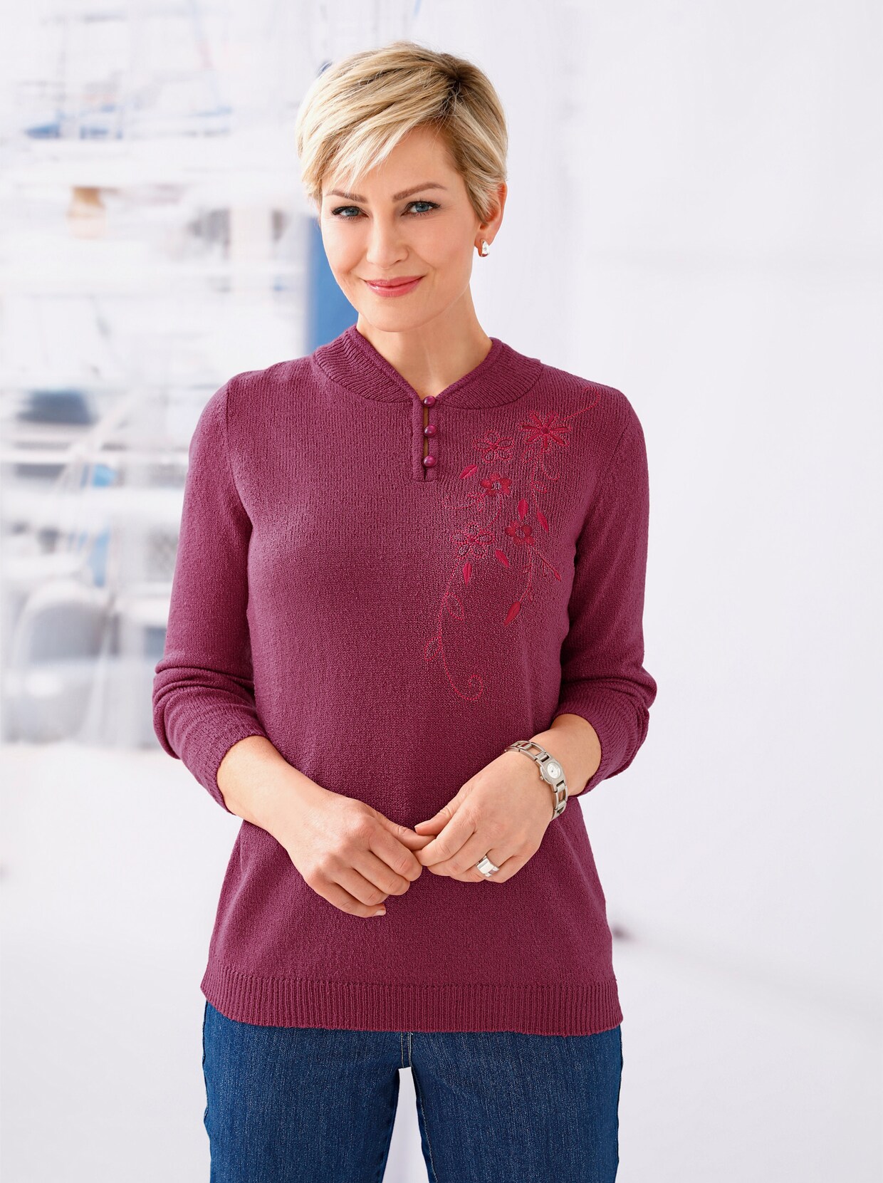 Langarm-Pullover - beere