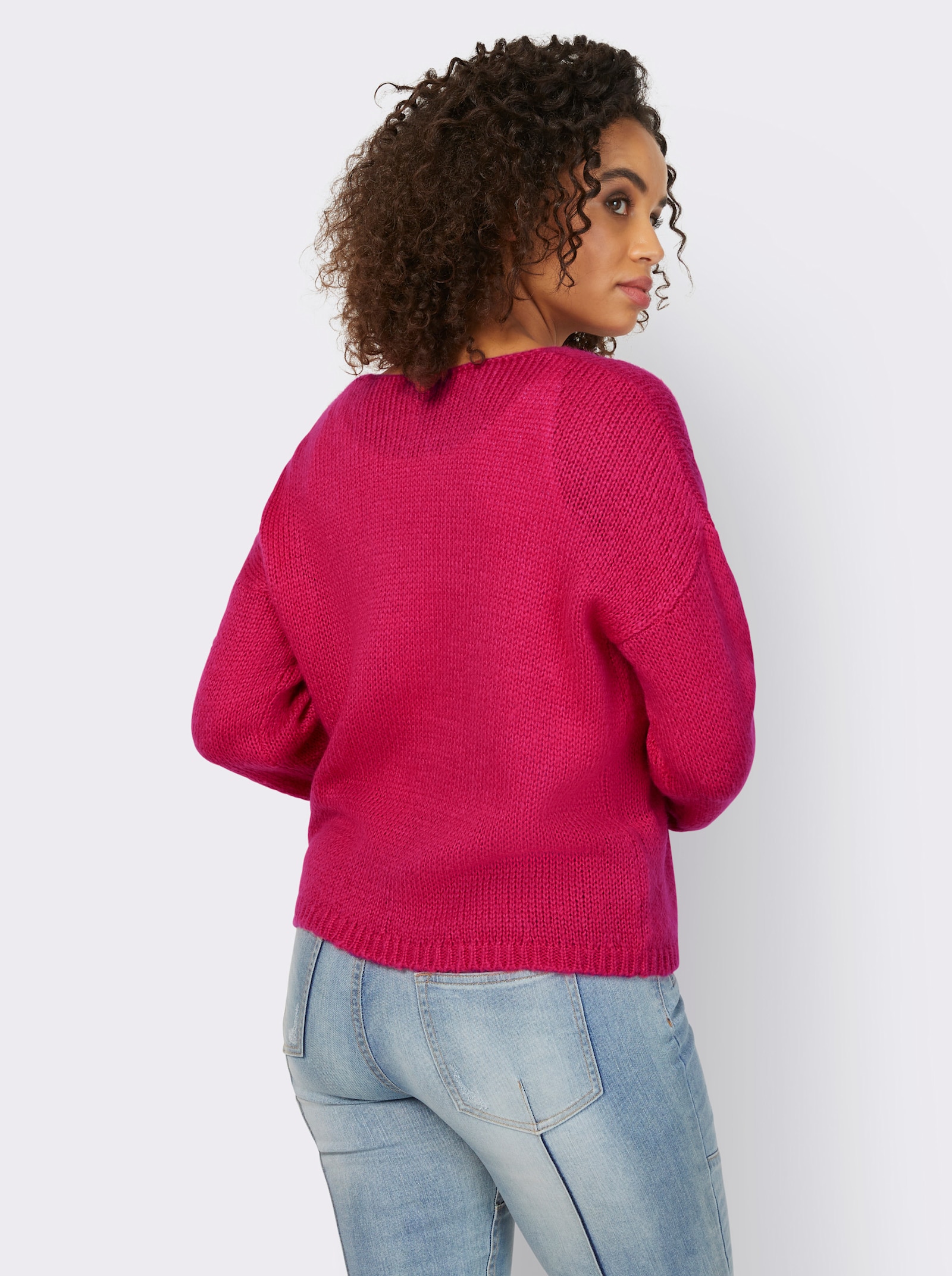 heine Pullover met V-hals en oversized schouders - pink