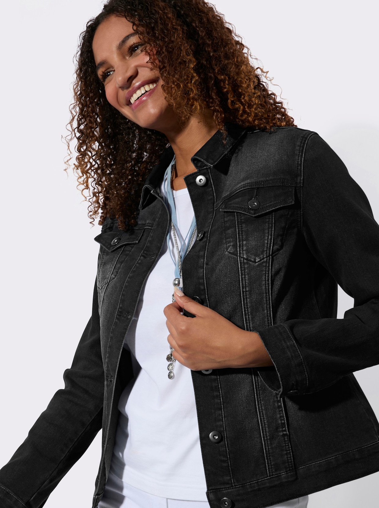 Jeansjacke - black-denim