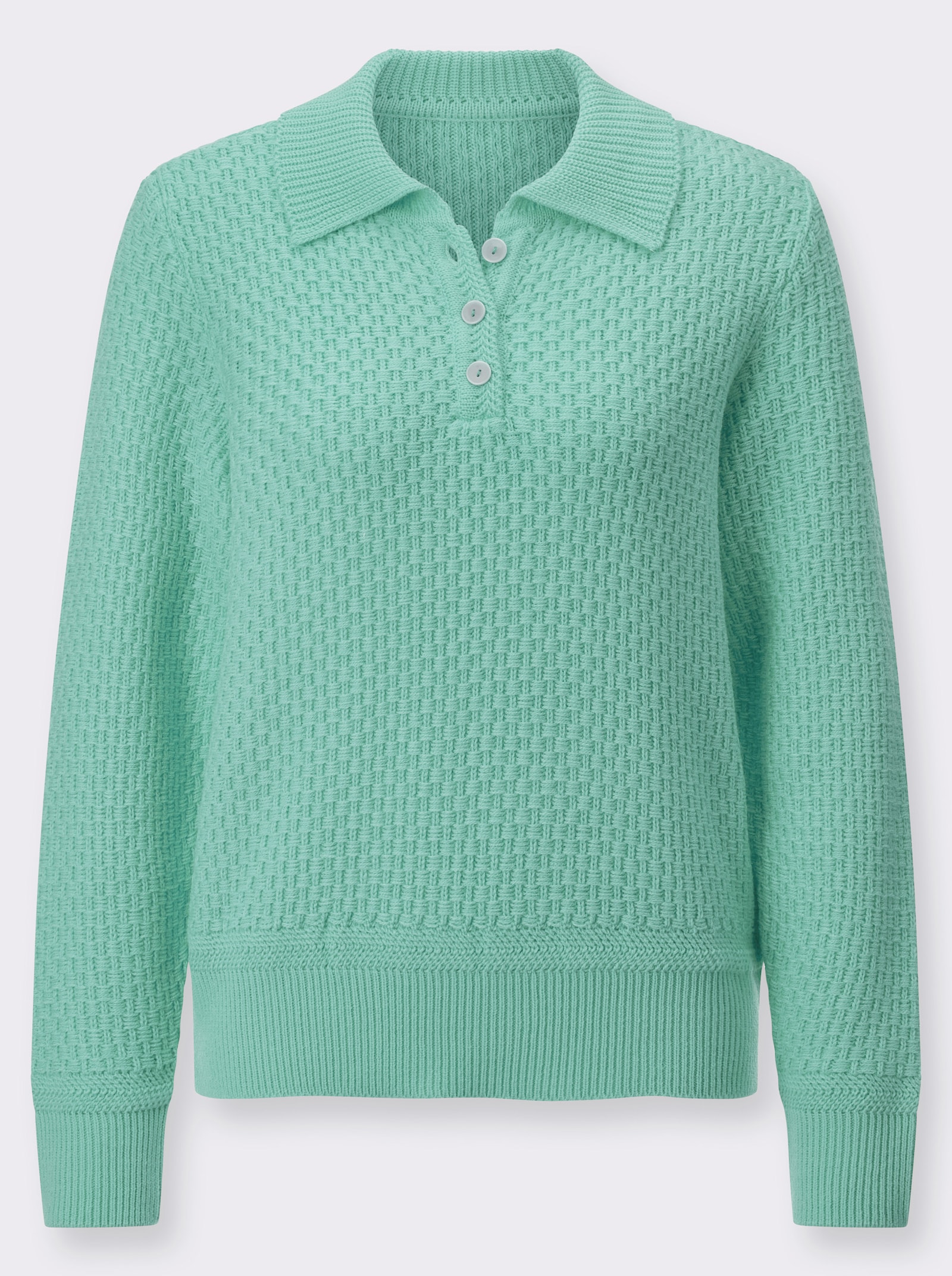 Polopullover mit Strickstruktur - türkis