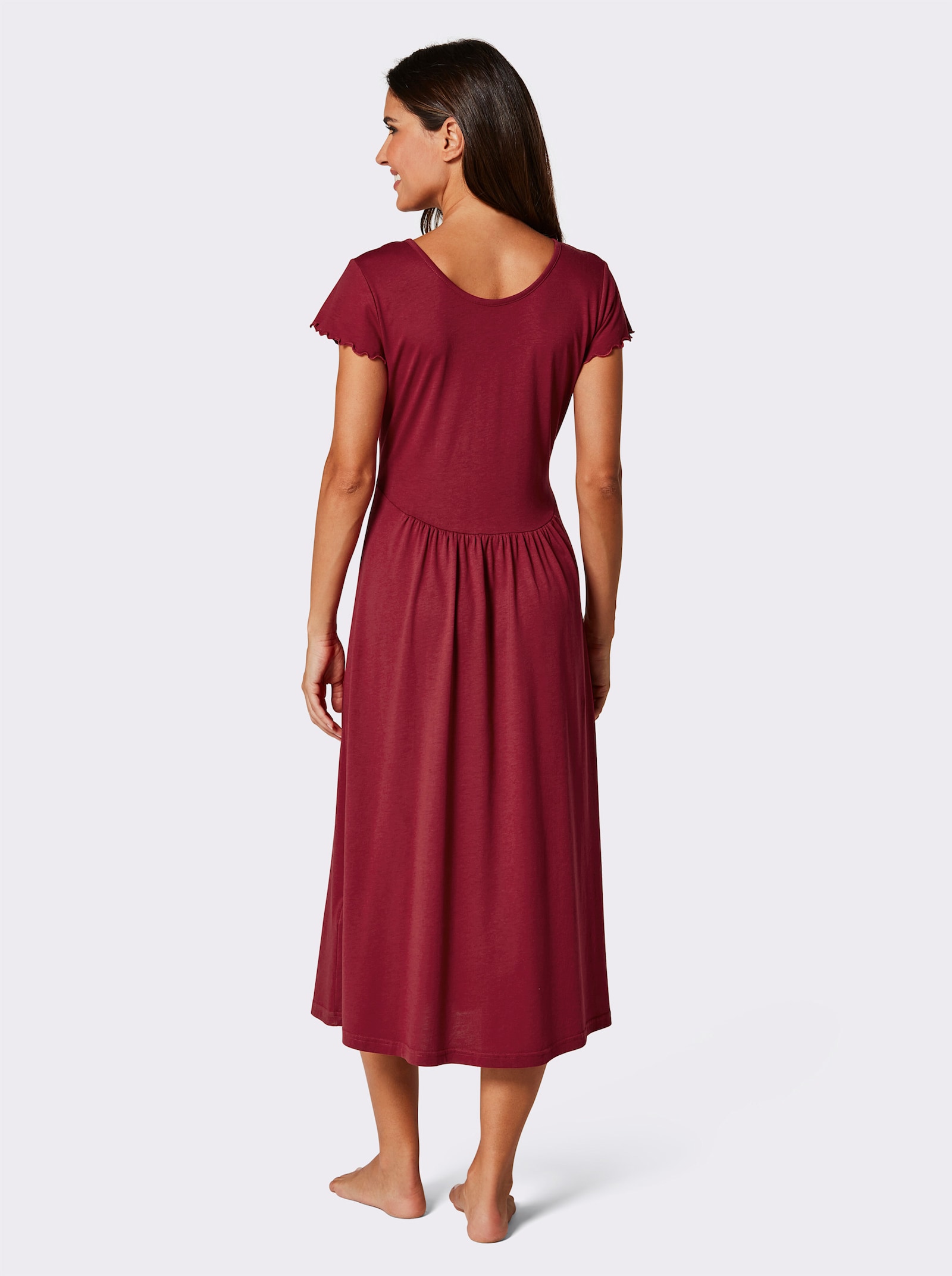 Ascafa Nachthemd mit Spitzenbesatz - dunkelrot