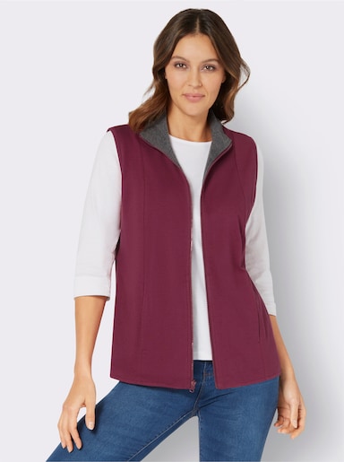 Keerbaar gilet - bordeaux/antraciet gemêleerd