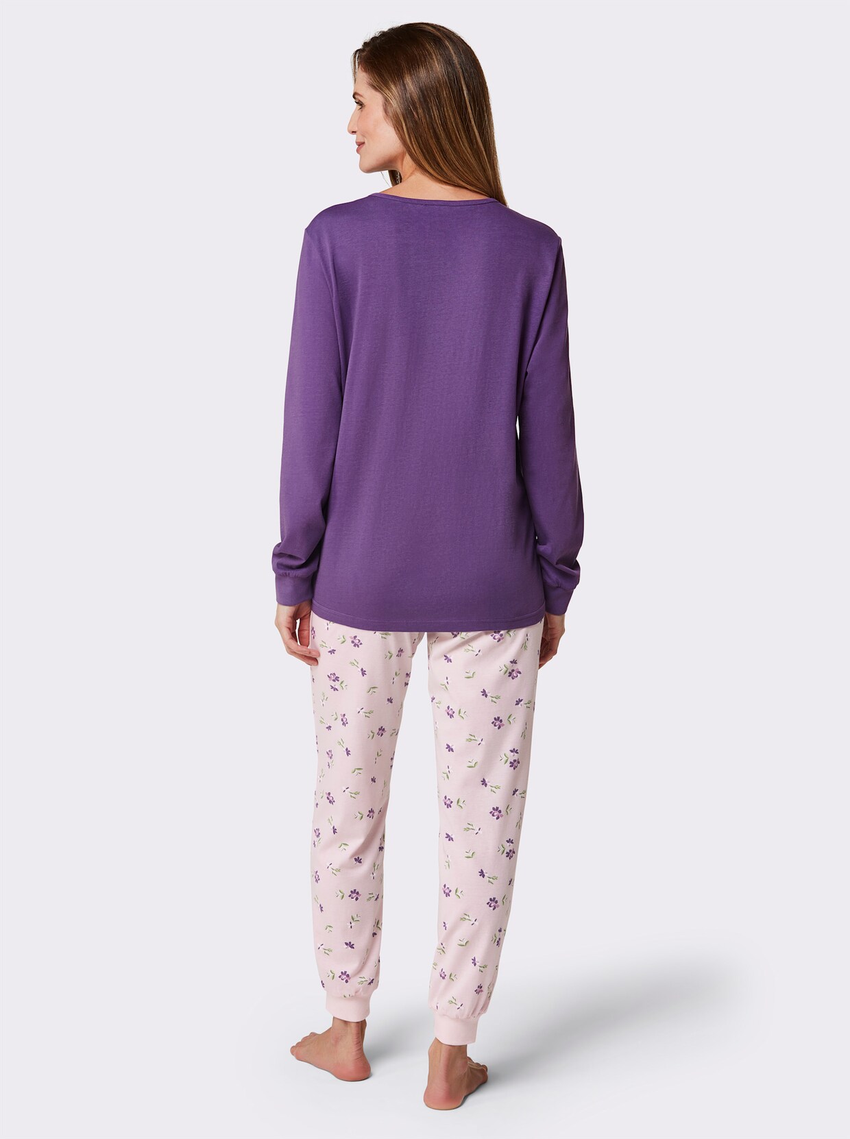 wäschepur Schlafanzüge - rosé-lila-bedruckt + lila