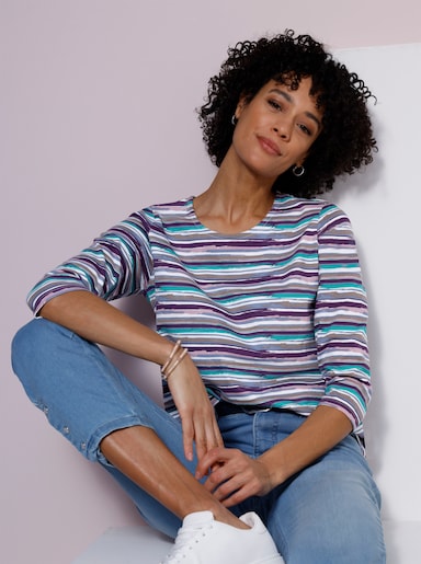 3/4-Arm-Shirt im Ringel-Dessin - mauve-traube-geringelt