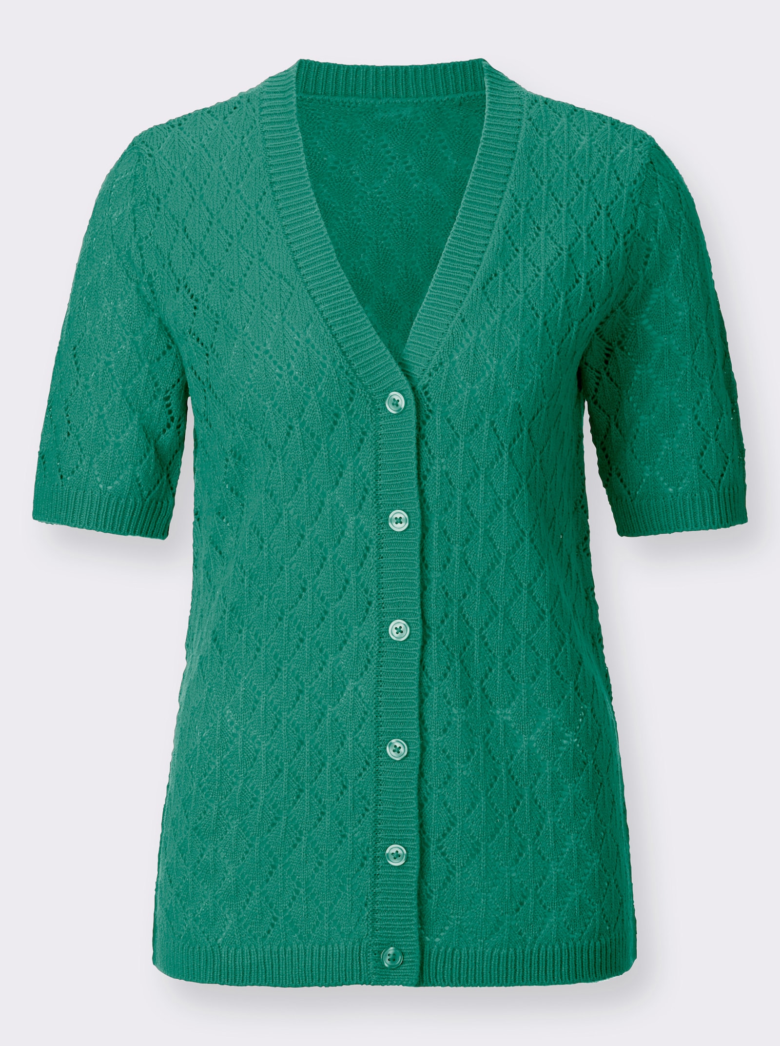 Ajourvest met korte mouwen - smaragdgroen