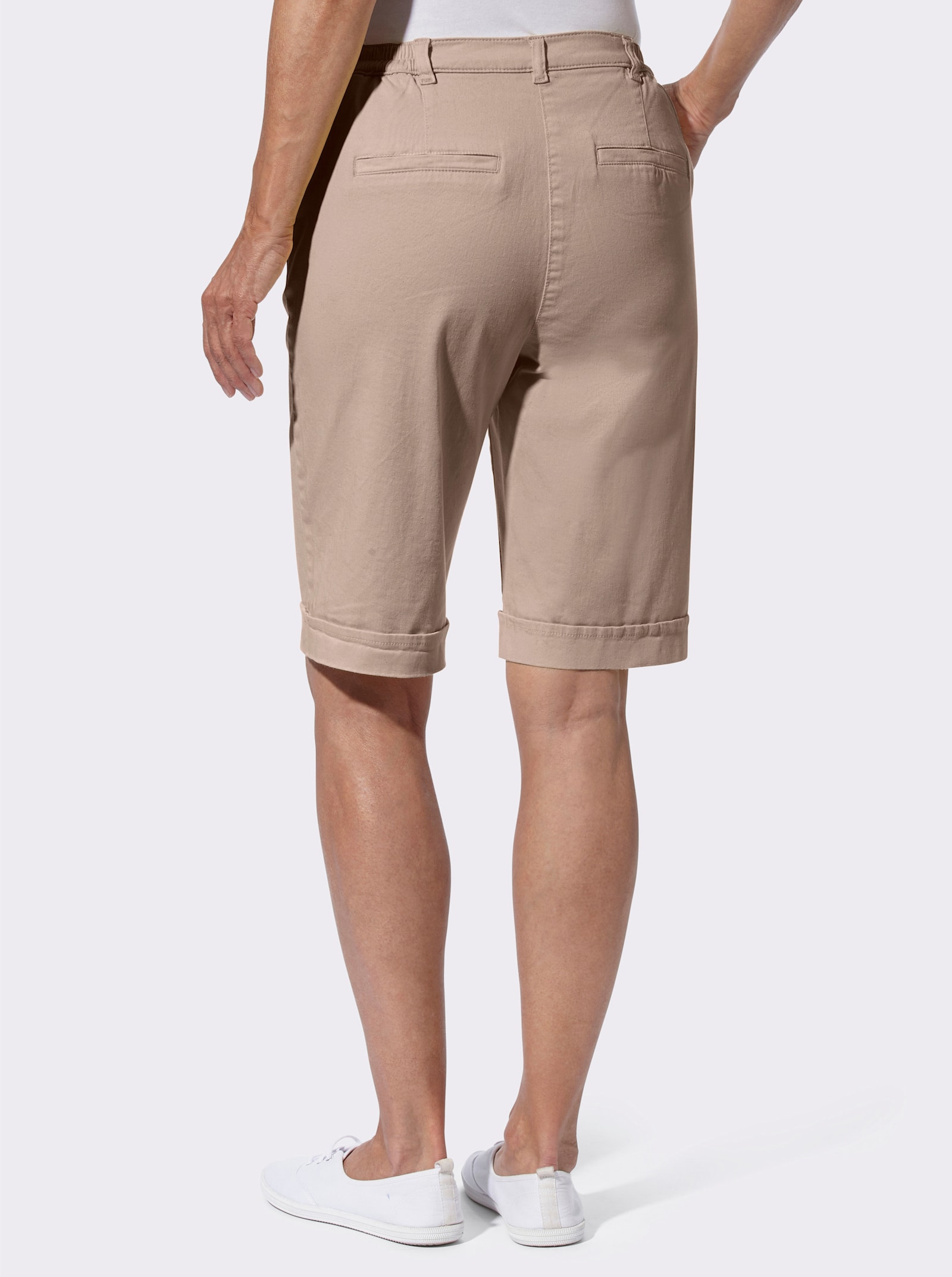 Jeansbermudas mit Dehnbund hinten - sesam