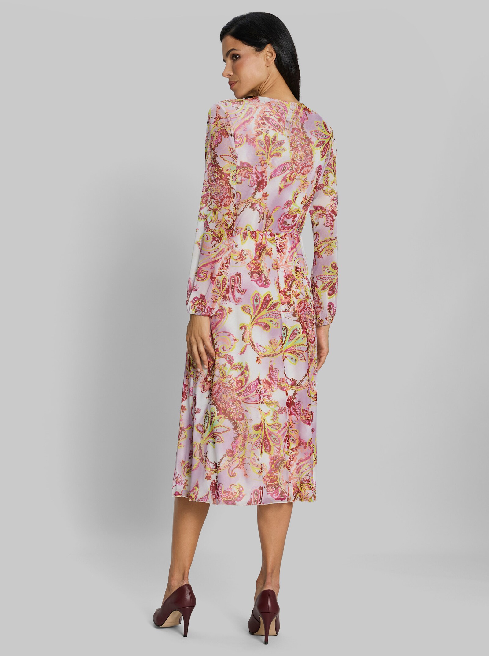 heine Druckkleid mit transparenten Ärmeln - orchidee-ecru-bedruckt