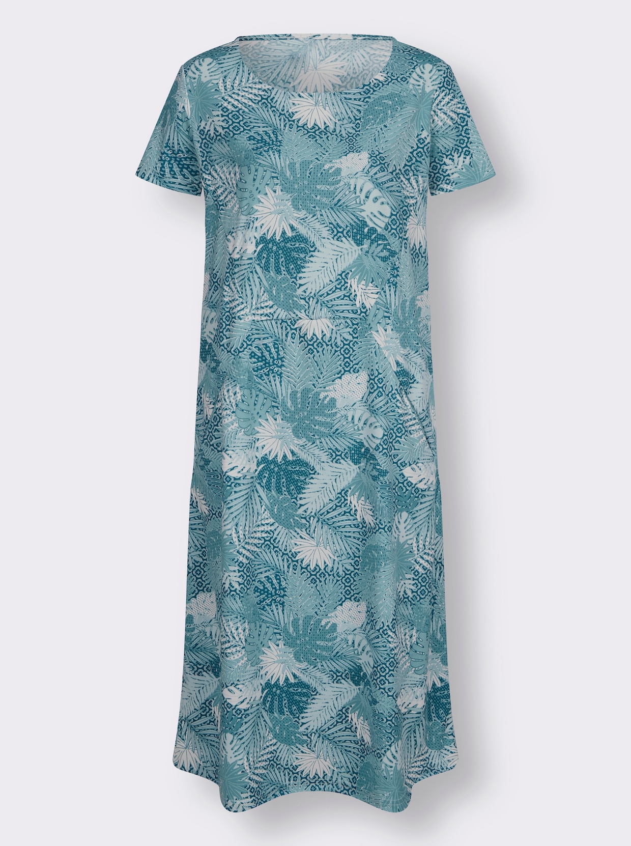 Robe en jersey - menthe-bleu océan imprimé