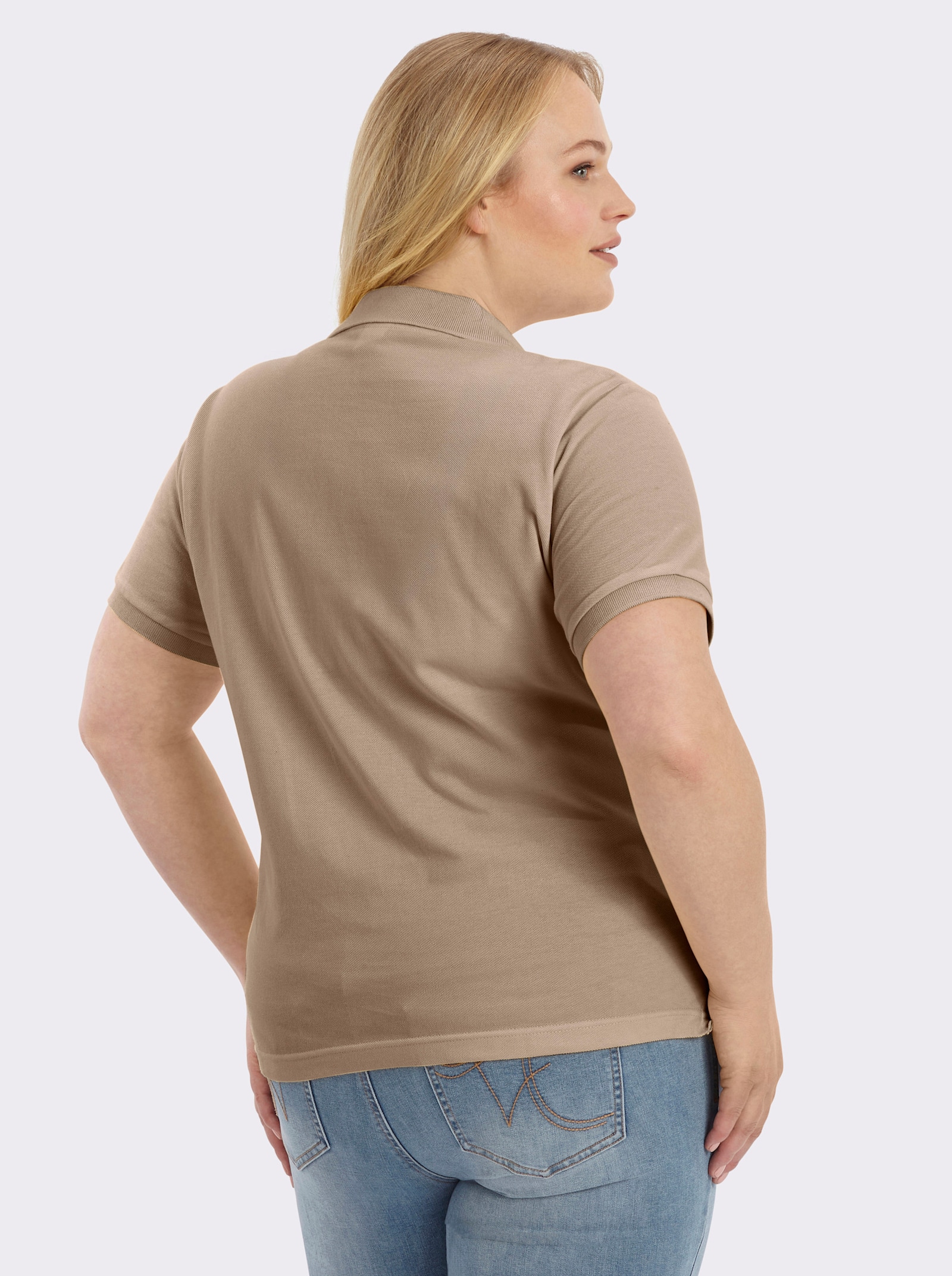 Poloshirt mit Seitenschlitzen - sand