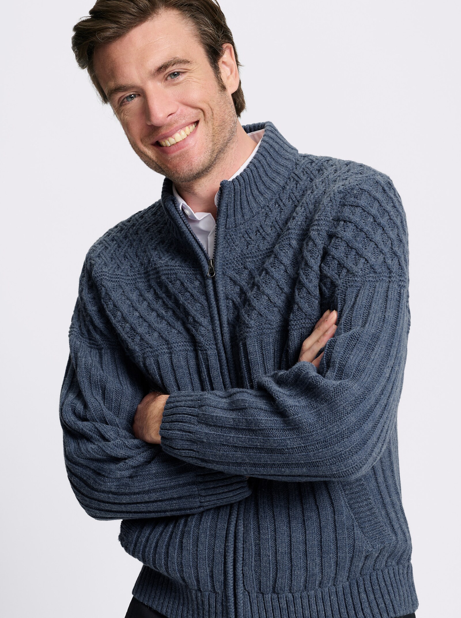 Marco Donati Strickjacke - jeansblau-meliert