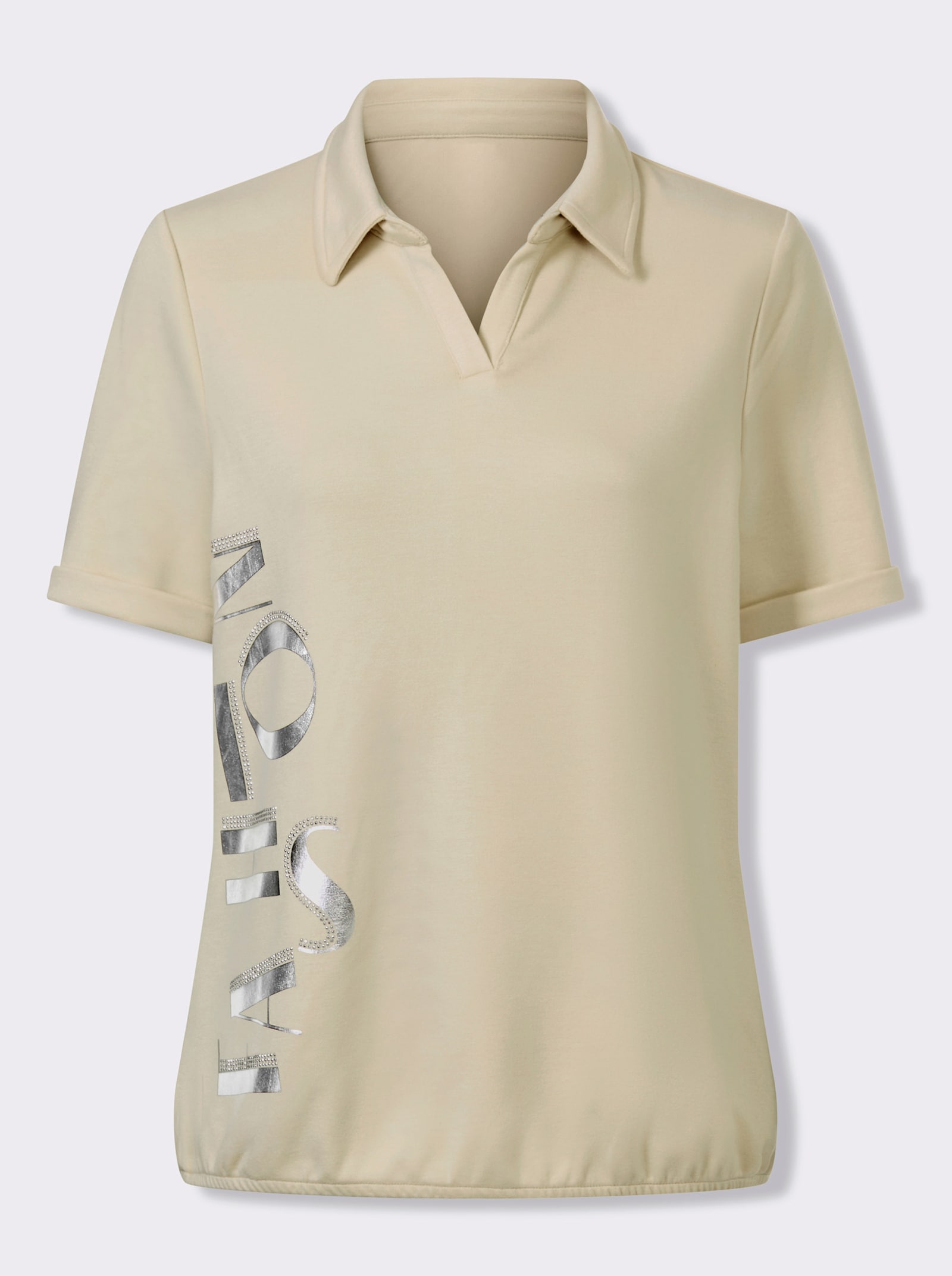 Sweatshirt mit Gummizug am Saum - sand