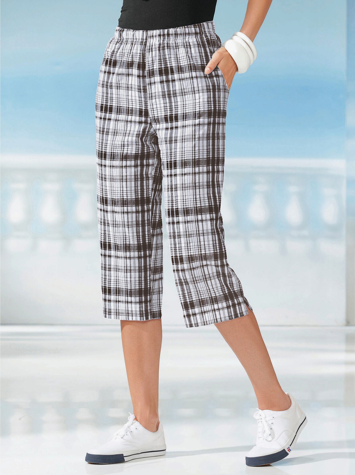 Slacks - svart-vit, rutig
