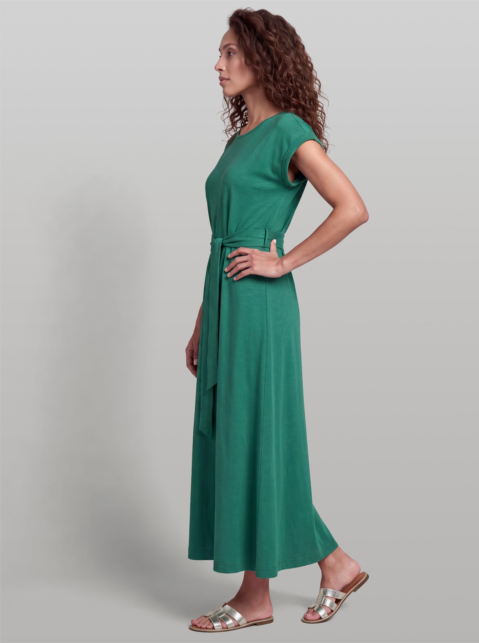 heine Baumwollkleid mit Bindegürtel - grün