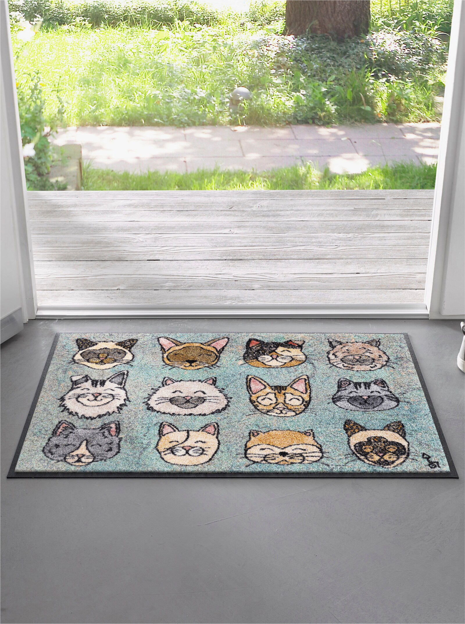 wash+dry by Kleen-Tex Fußmatte - blau-grau-gemustert