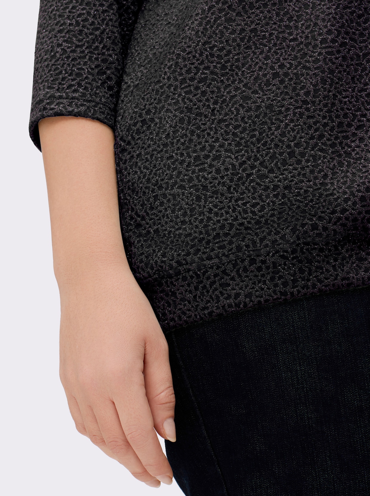 sheego Sweatshirt - schwarz-gemustert