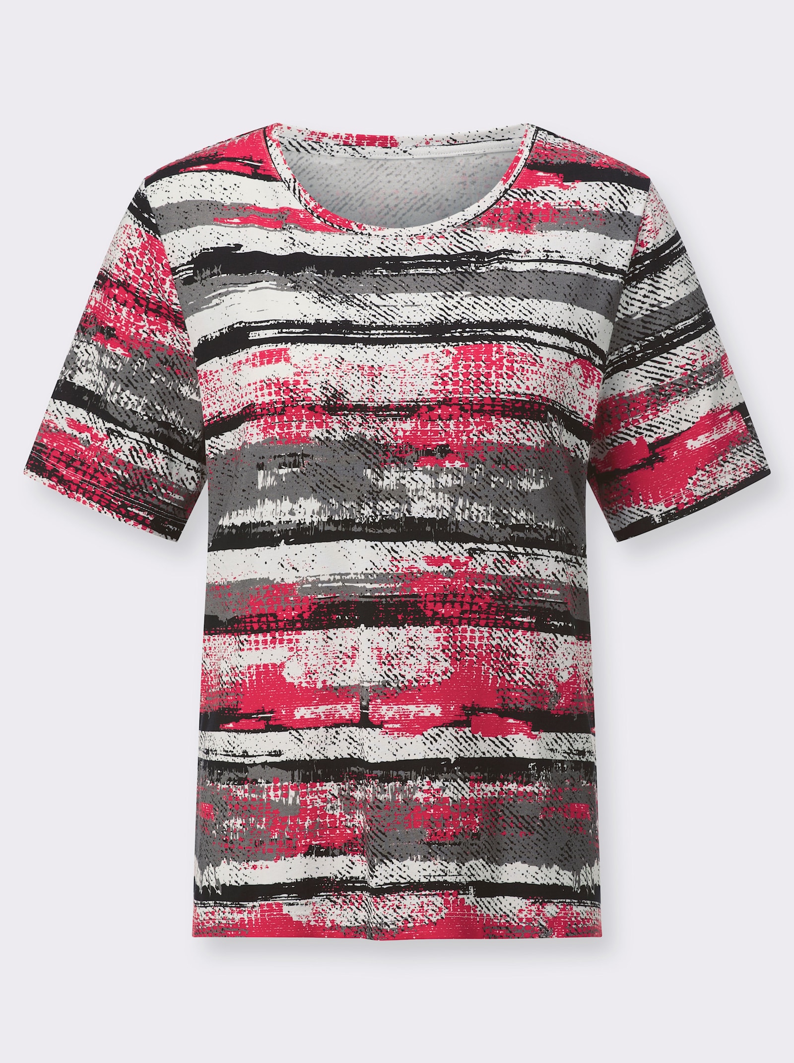 Kurzarmshirt im Druckmuster - ecru-erdbeere-bedruckt