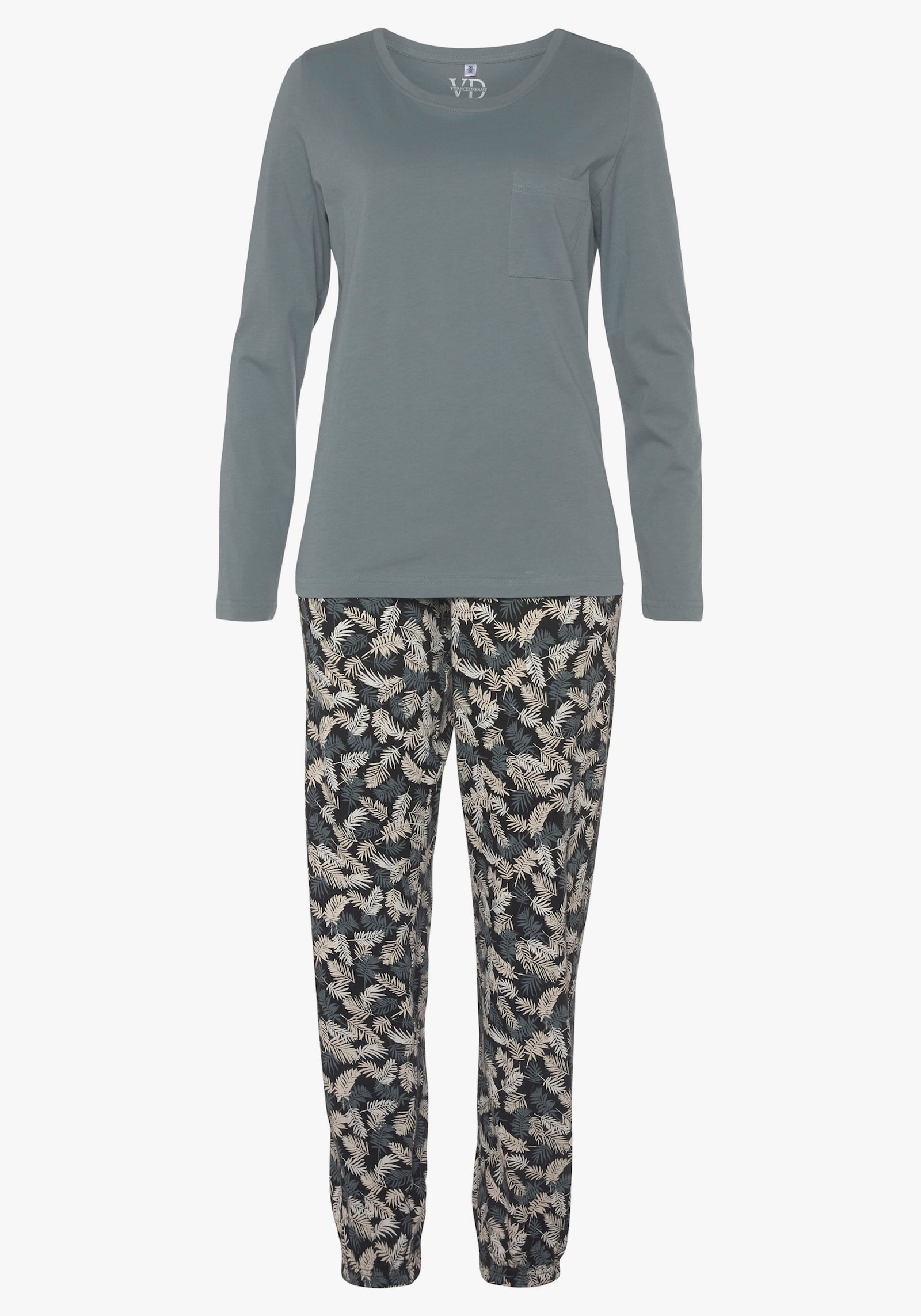 Vivance Dreams Pyjama - grau-blau schwarz gemustert
