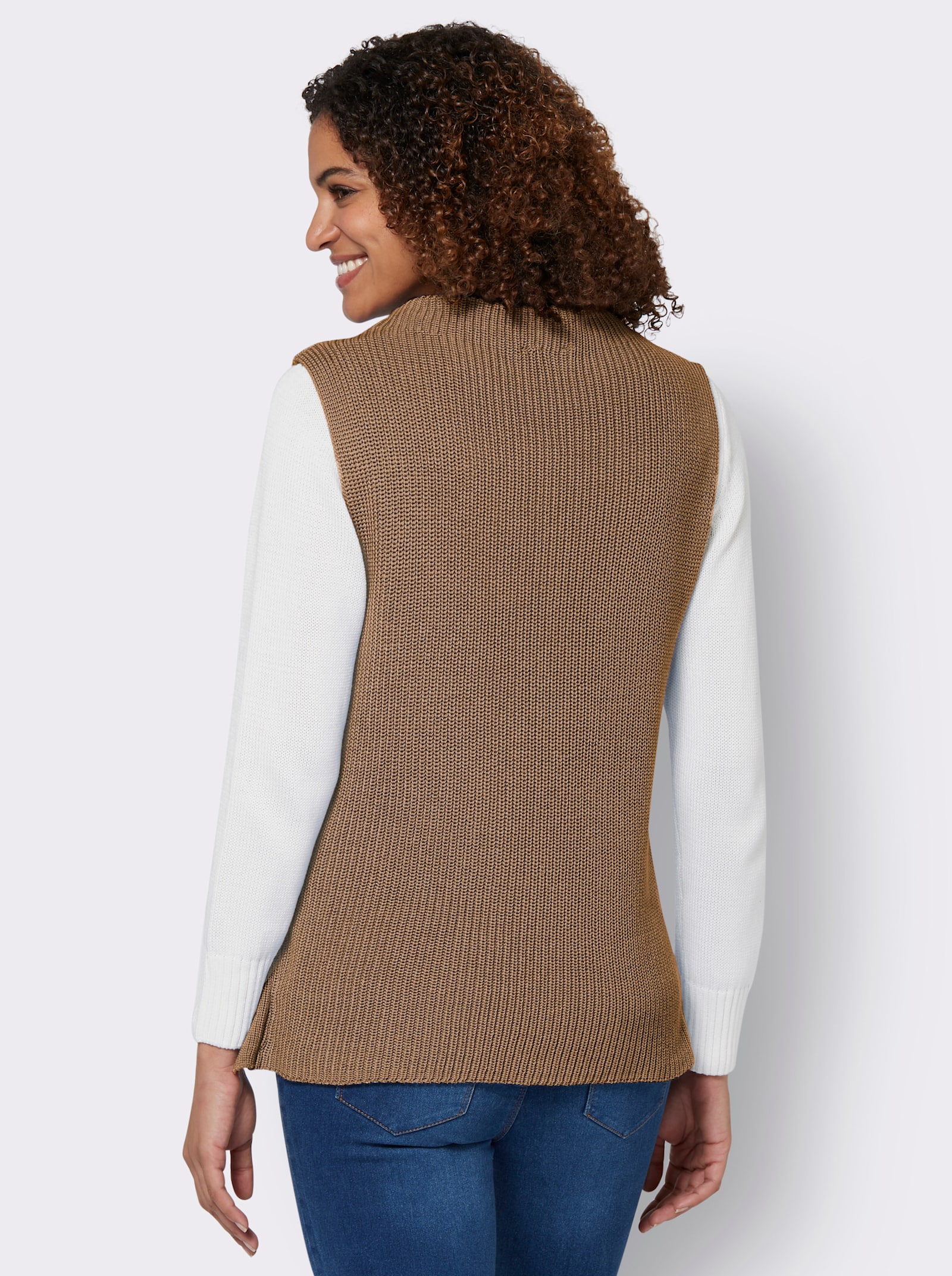 Slip-over met sierknoopsluiting - camel