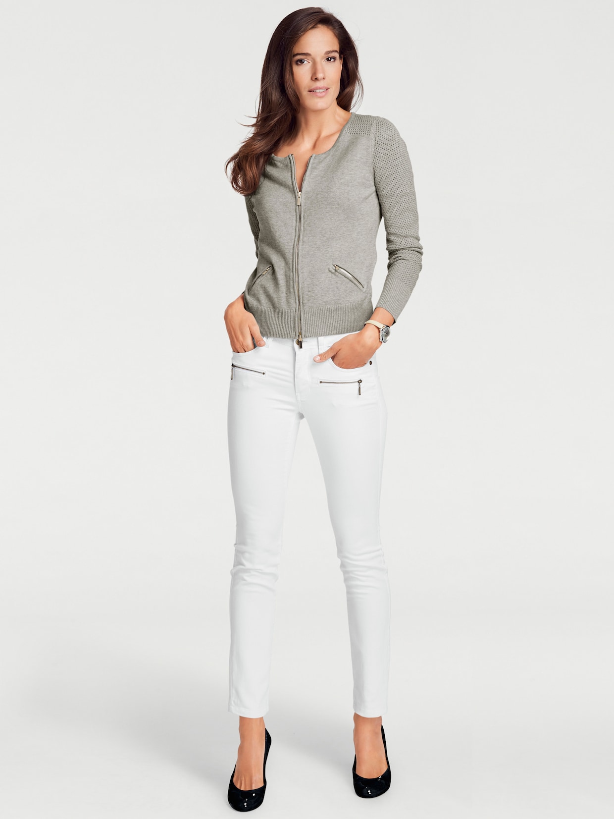 heine Feinstrickjacke - grau-meliert