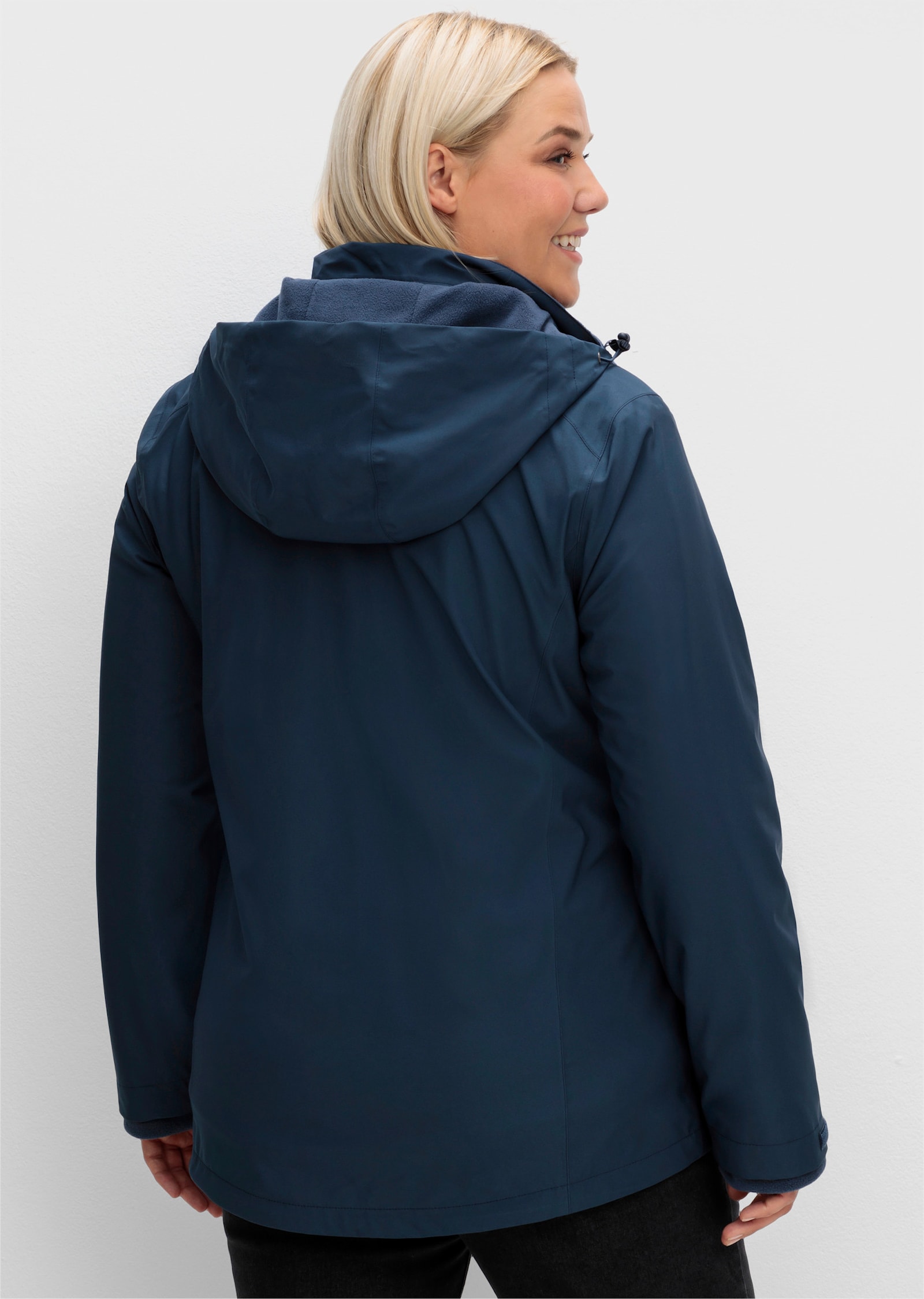 sheego Outdoorjack met binnenjack van fleece - donkerblauw