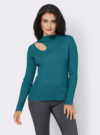 Langarm-Pullover mit Cut-out-Detail - aquapetrol