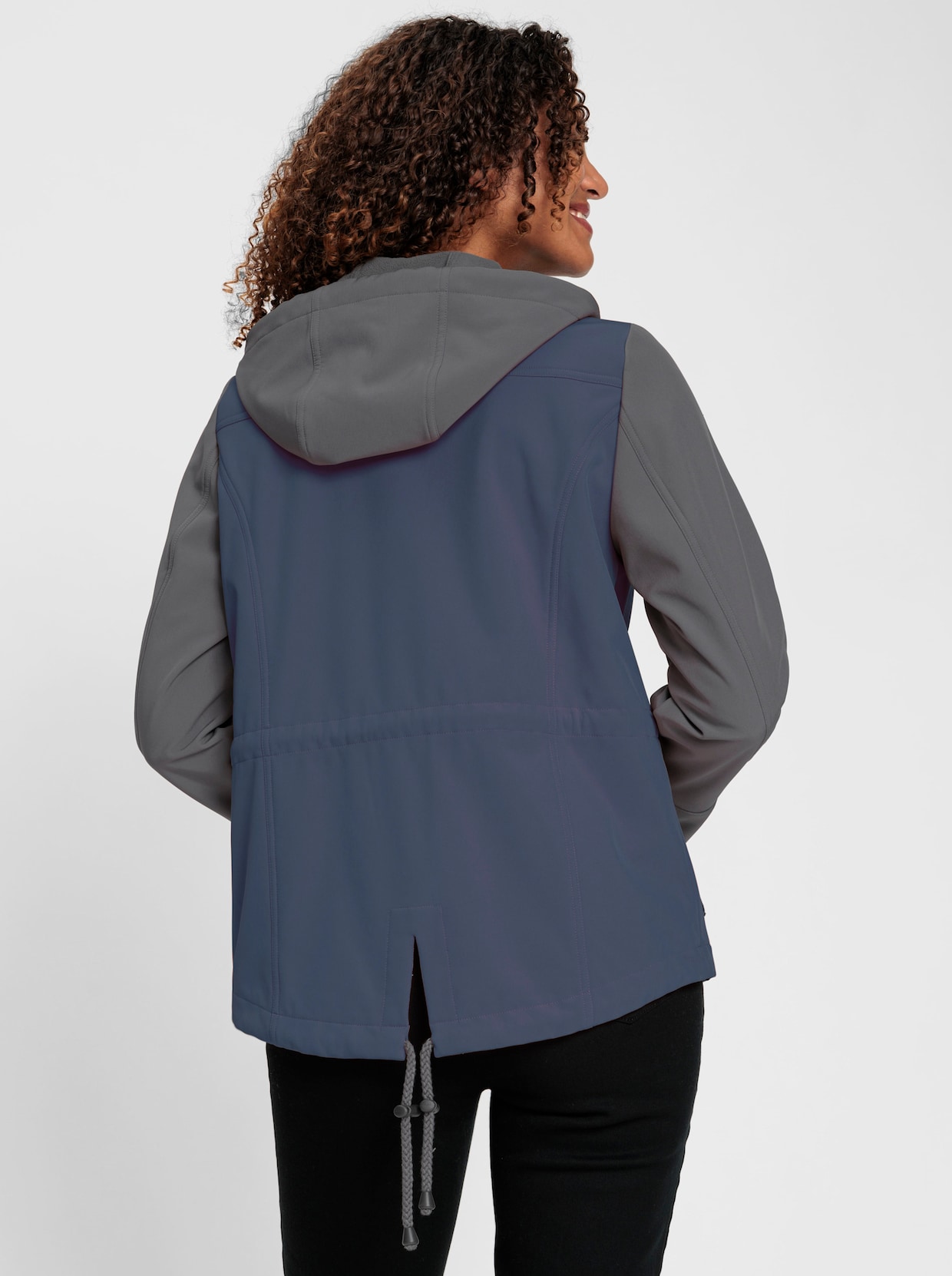 Softshelljacke mit angerauter Fleece-Innenseite - rauchblau-anthrazit