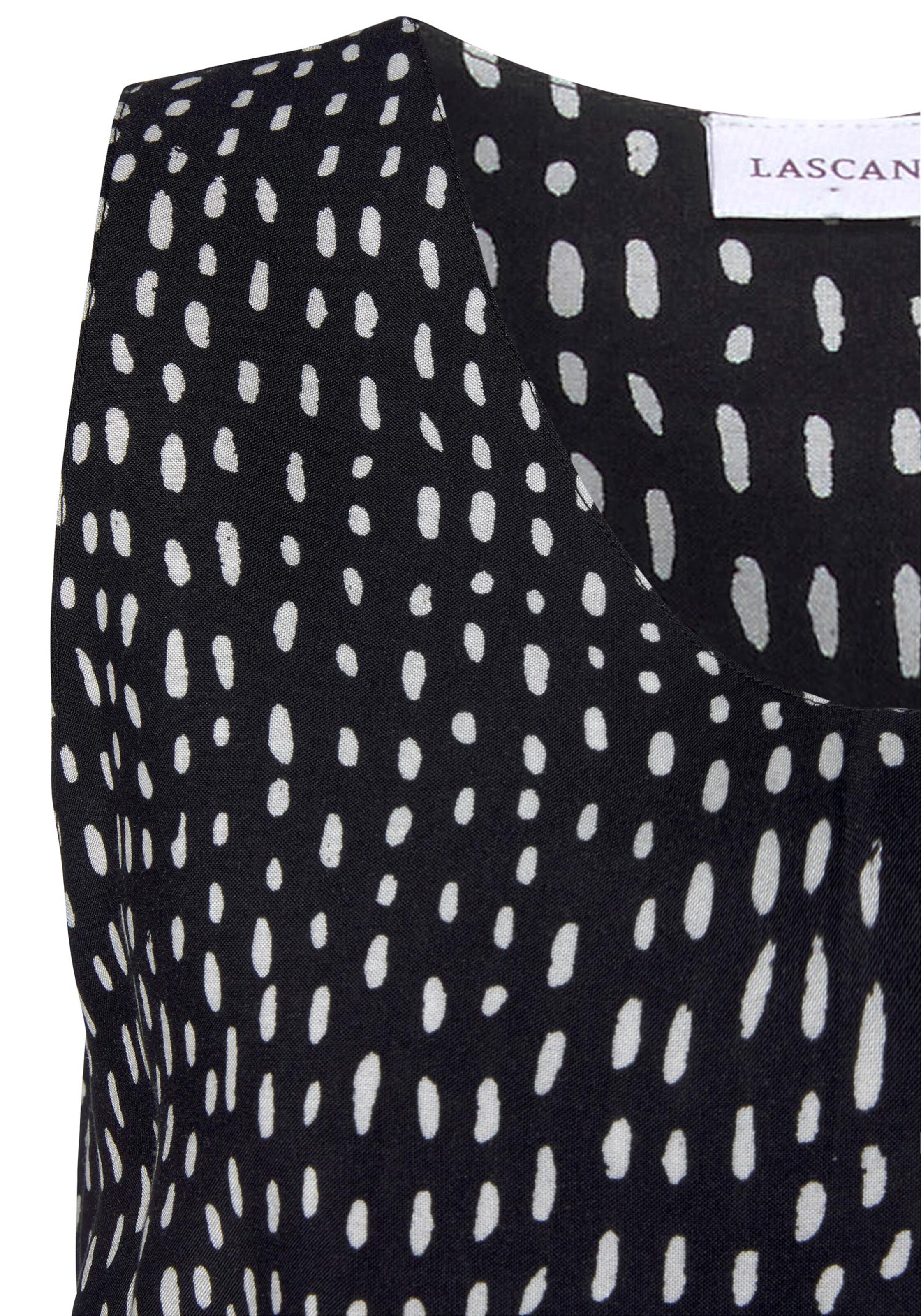Damenmode Blusen LASCANA Blusentop in schwarz-beige-bedruckt Damenmode Blusen LASCANA Blusentop in schwarz-beige-bedruckt