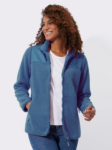 Jacke im Material-Mix - jeansblau