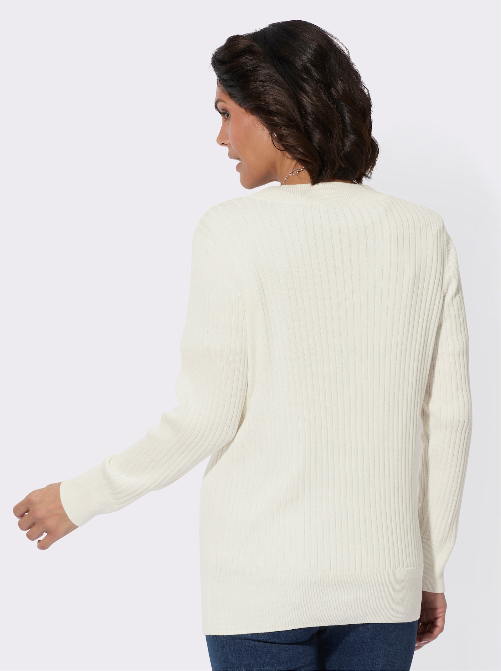 Strickjacke in Ripp-Optik - ecru