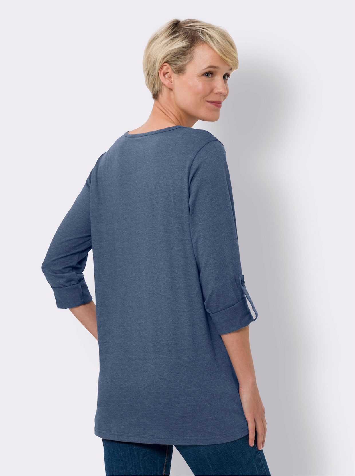 Longshirt - jeansblau-meliert